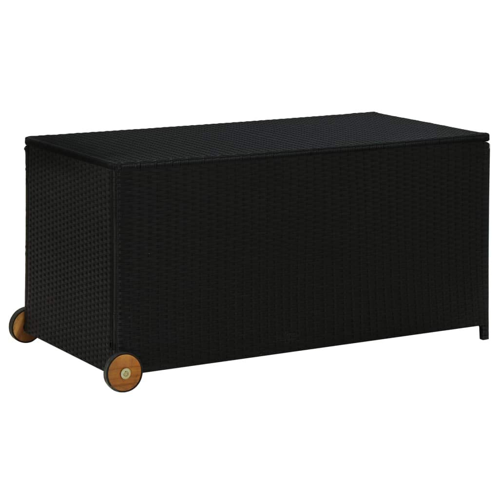 Outdoor Rattan Storage Box with Wheels - Large Waterproof Patio Storage Container for Cushions, Garden Tools, Pool Toys | Perfect for Backyard, Deck, and Poolside Organization