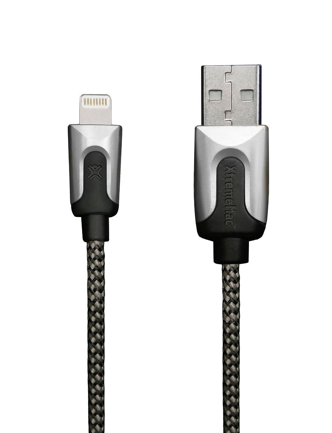 XtremeMac 2m Premium Lightning to USB Cable for iPhone - Silver | Fast Charging & Sync | Perfect for Home, Office & Travel