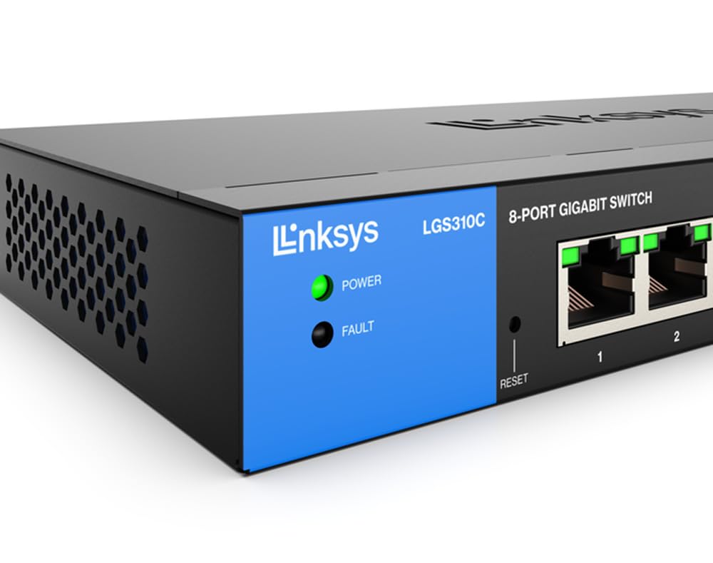 Linksys 8-Port Managed Gigabit Ethernet Switch with 2 1G SFP Uplinks - High Performance Network Switch for Office, Home & Data Center Connectivity