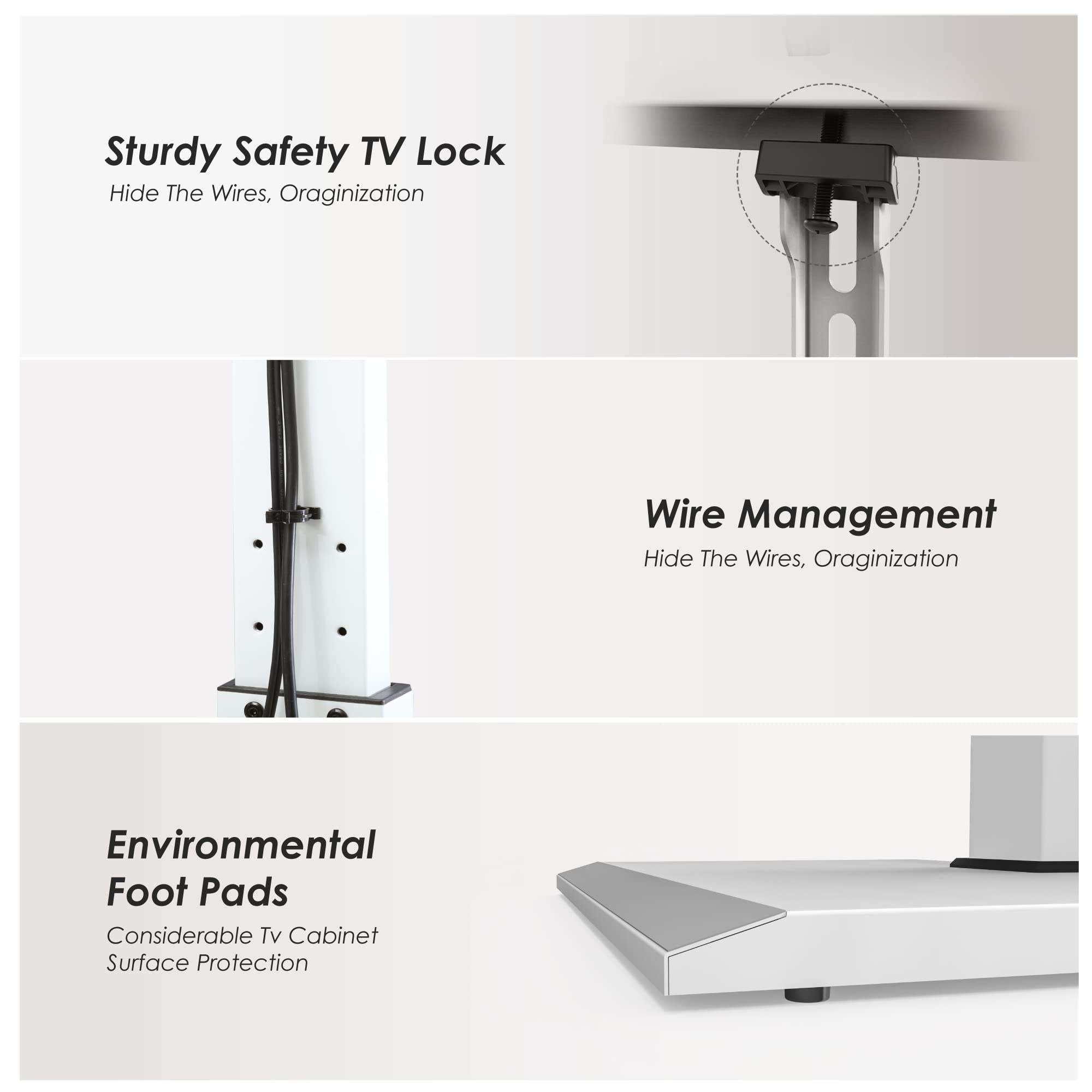 FITUEYES Adjustable Floor TV Stand for 32-65 Inch TVs - Heavy Duty Metal TV Stand with Swivel Base & Storage Shelf (110 lbs Capacity) - Perfect for Living Room, Bedroom, or Home Theater Setup