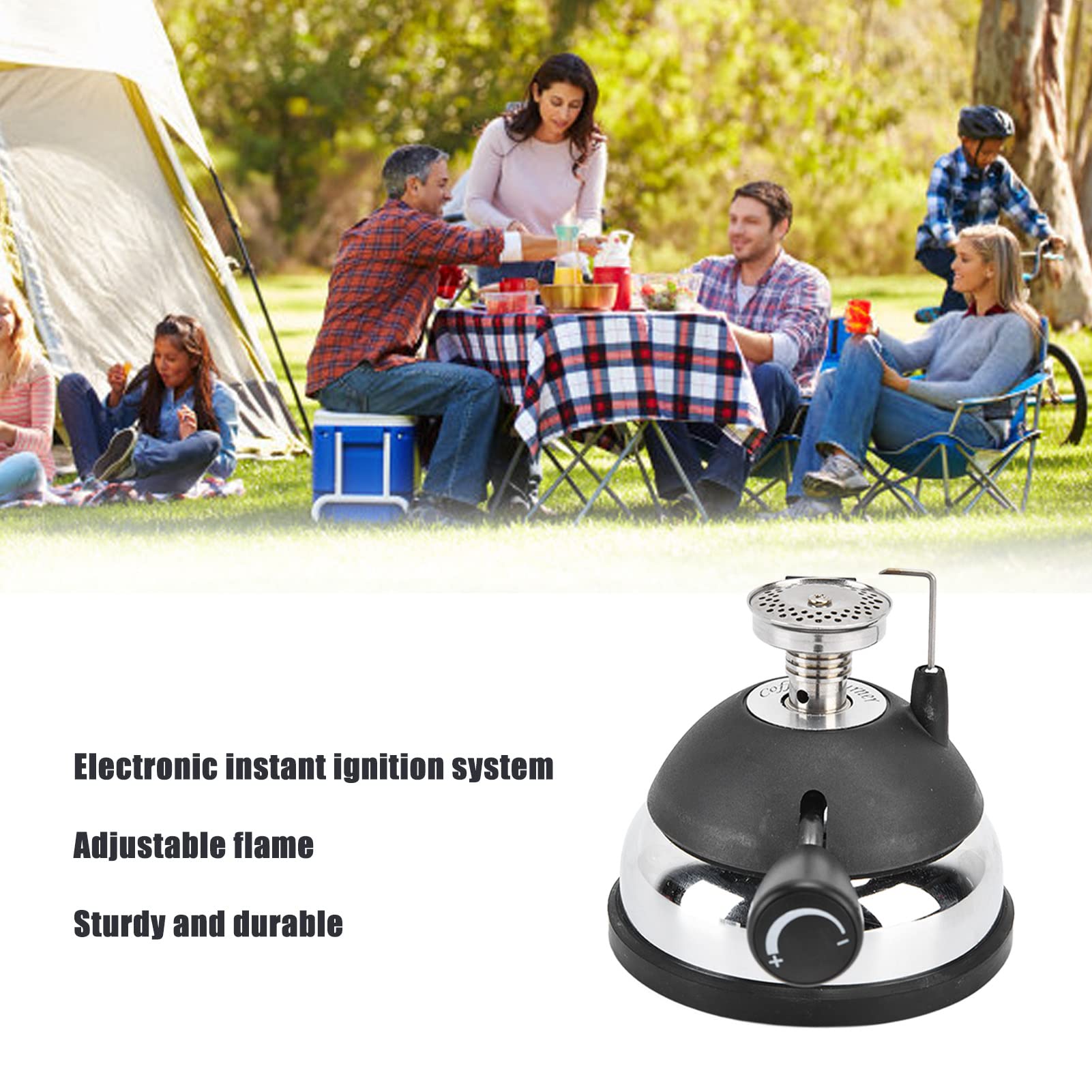 Portable Butane Tabletop Siphon Coffee Maker - Adjustable Flame Stainless Steel Mini Syphon Brewer for Camping, Travel & Outdoor Picnics - Perfect for Coffee Lovers On-The-Go