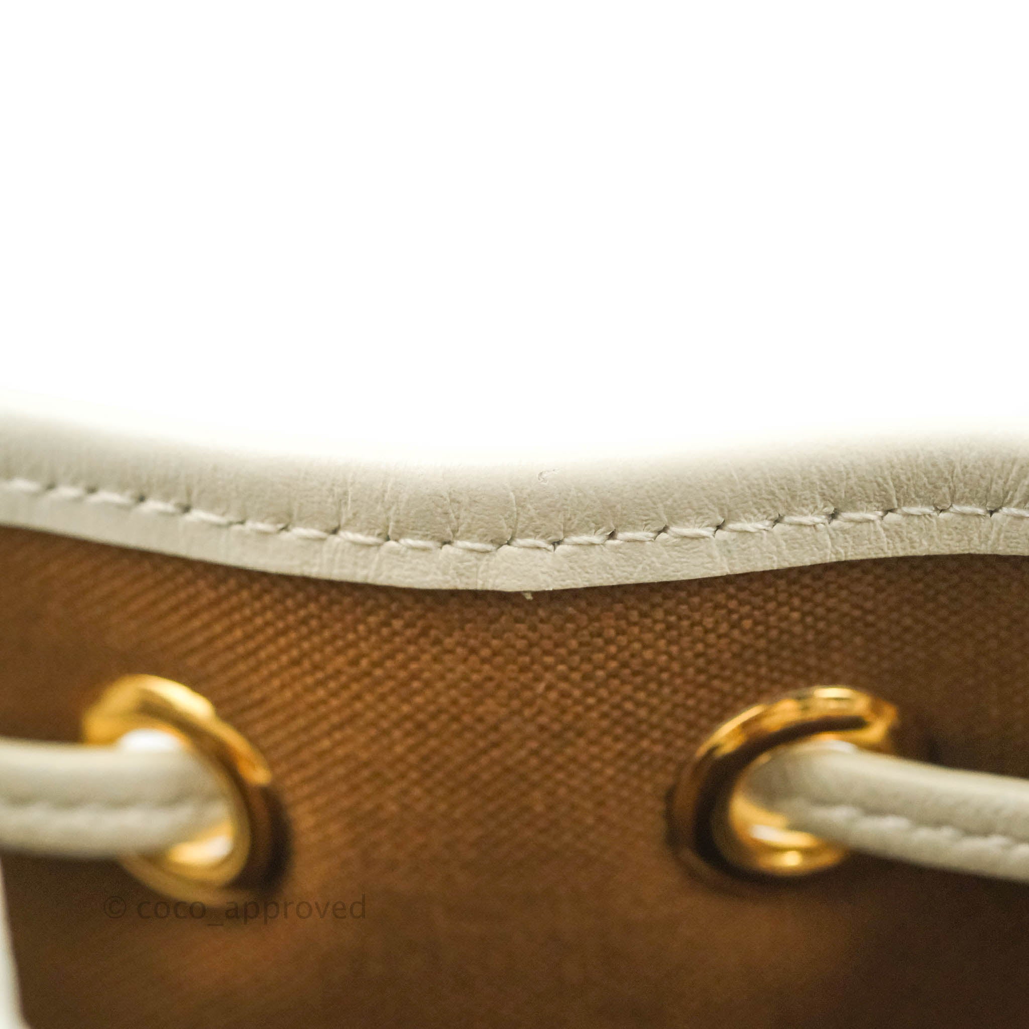 Celine Small Drawstring Bag Triomphe Canvas White Calfskin Leather Crossbody Purse for Women | Luxury Designer Handbag for Everyday Use & Special Occasions