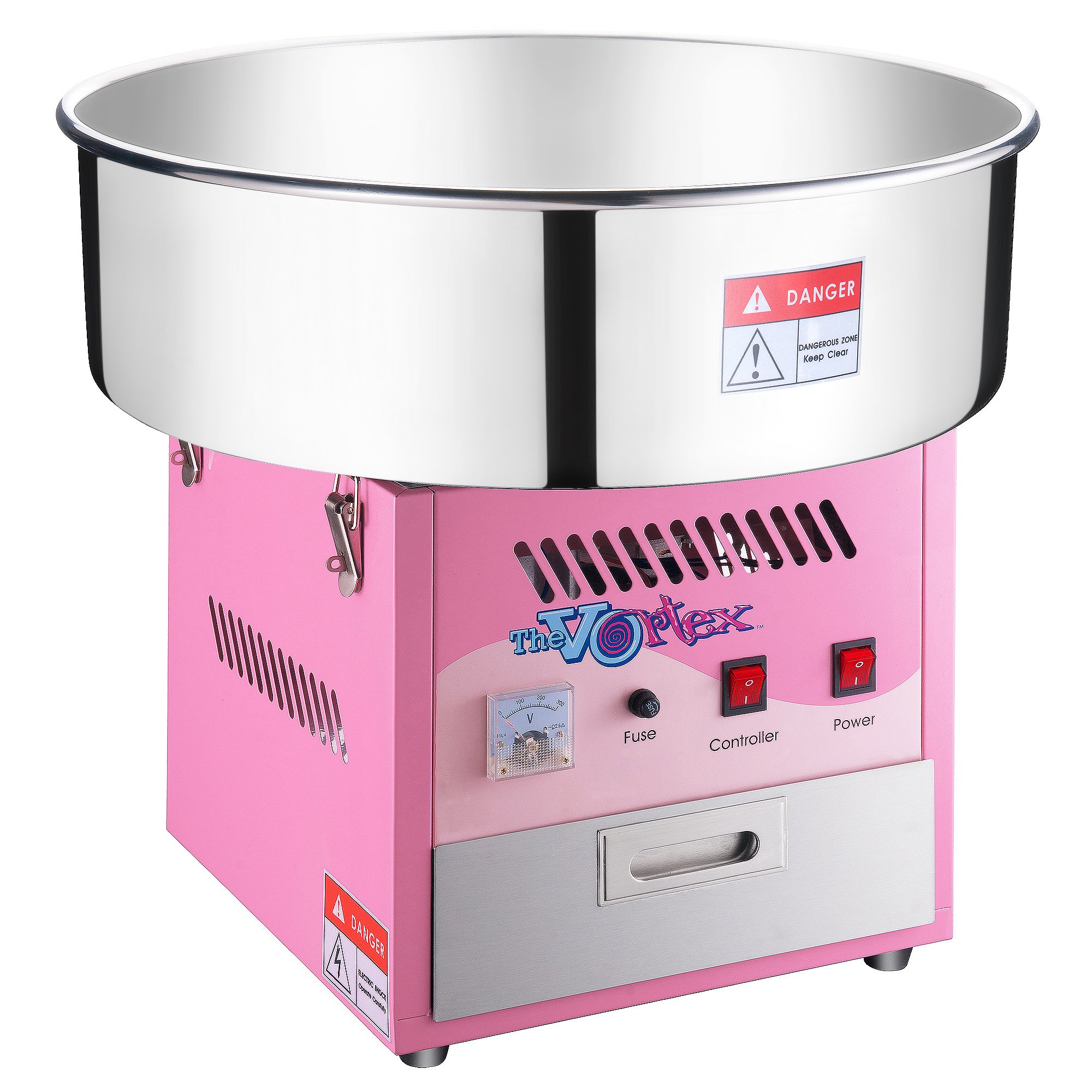 Great Northern Popcorn Pink Cotton Candy Machine – 1000W Commercial-Grade Vortex Floss Maker with Stainless-Steel Bowl | Uses Sugar or Hard Candy | Perfect for Birthday Parties, Carnival Events & Home Treats