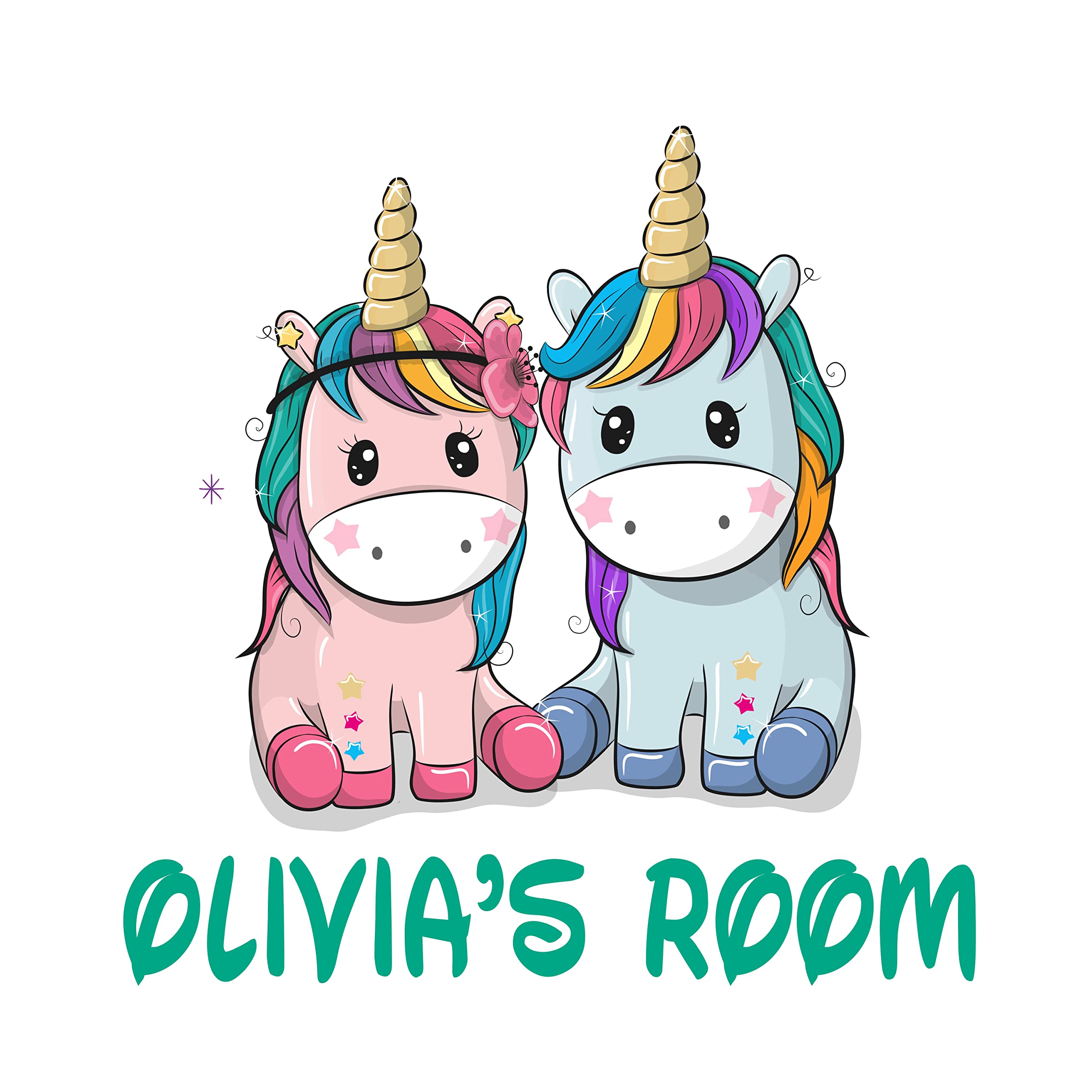 Custom Name Wall Decal - Unicorn Vinyl Wall Sticker for Girls Room Decor - Peel and Stick Nursery, Playroom & Bedroom Art - 30