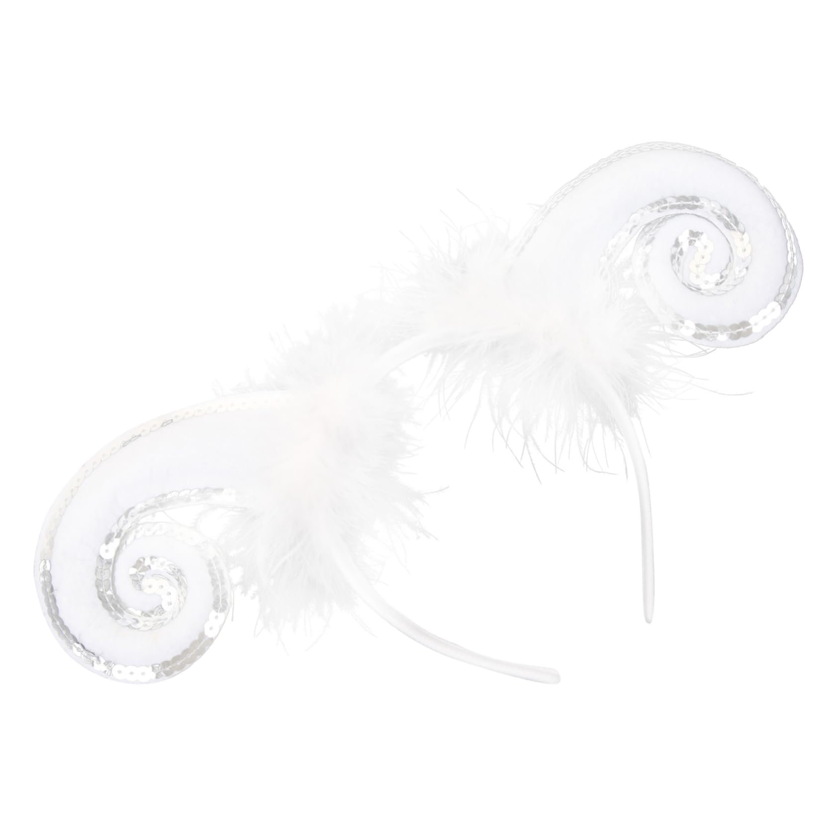 BUTIFULSIC Croissant Headband with Cat Ears - Women's Gothic Hair Accessories, Ox Horn Headpiece, Plastic White Tiara for Costume Parties, Cosplay, Halloween & Themed Events