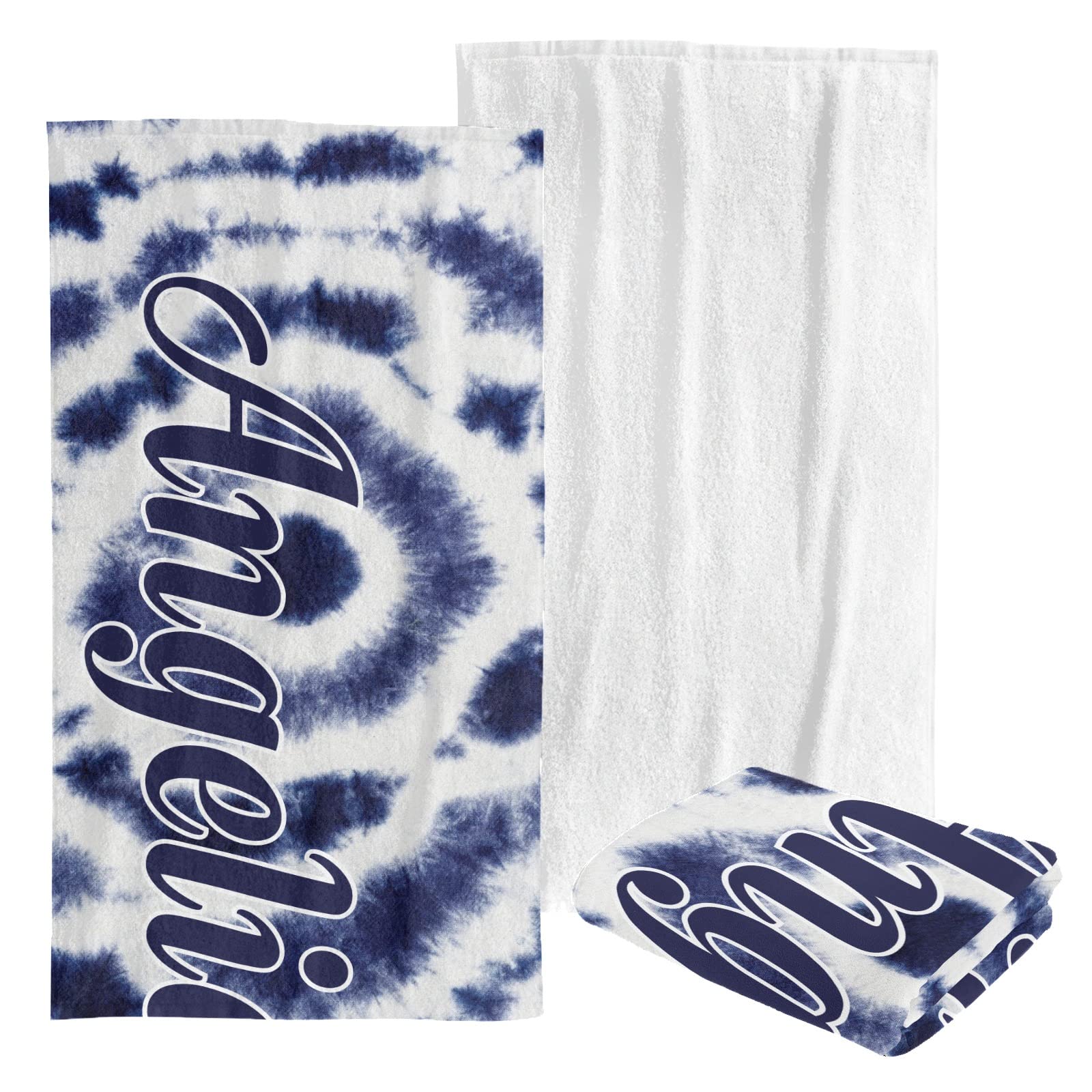 Custom Personalized Beach Towel - Soft Absorbent Quick-Dry Swim Towel for Kids, Men & Women - Tie Dye Pattern Blanket for Pool, Beach & Vacation Use