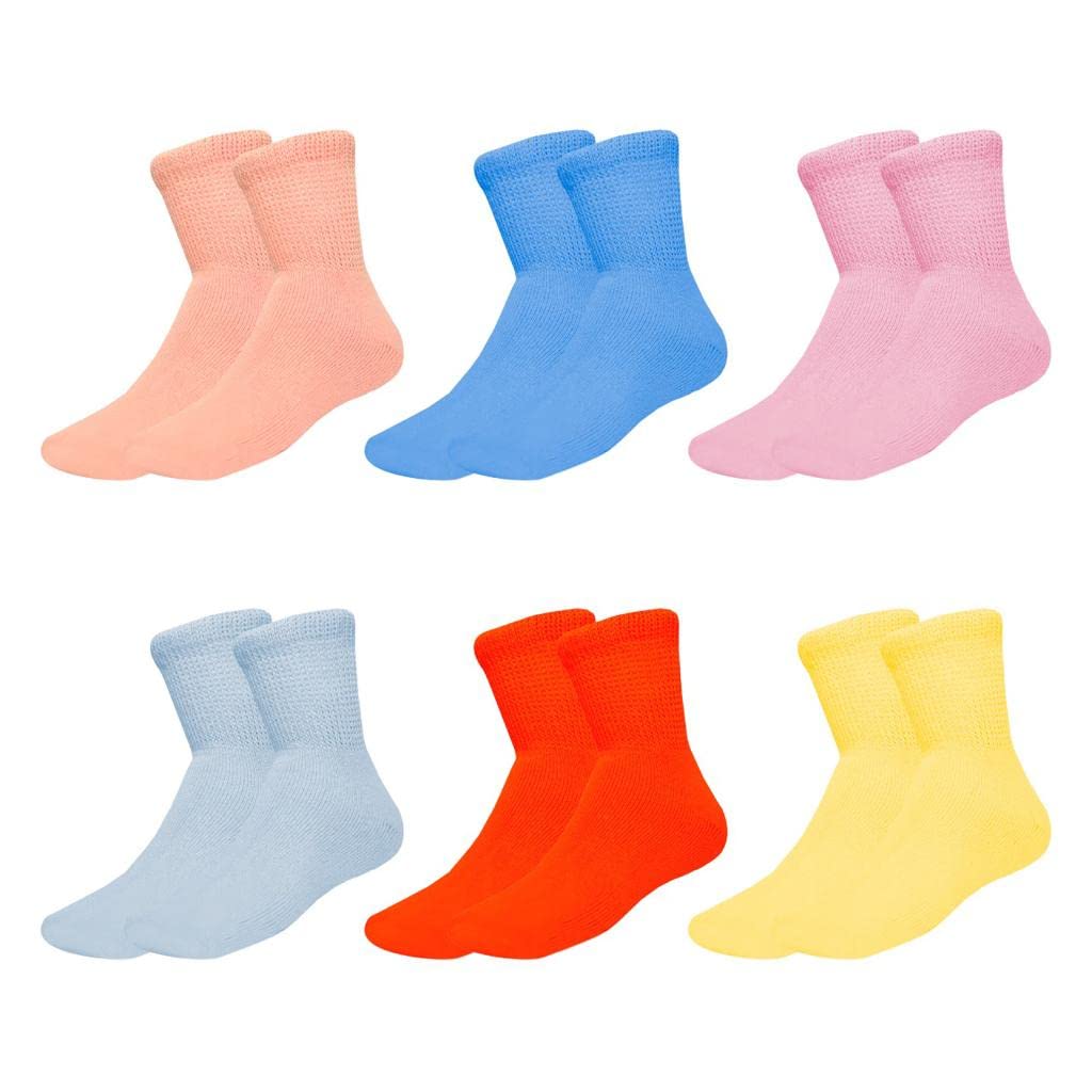 Premium Diamond Star Compression Socks for Women - Diabetic & Neuropathy Pain Relief, Cotton Non-Binding Crew & Ankle Socks (6 Pairs, Size 9-11) - Ideal for Daily Wear, Travel, and Circulation Support