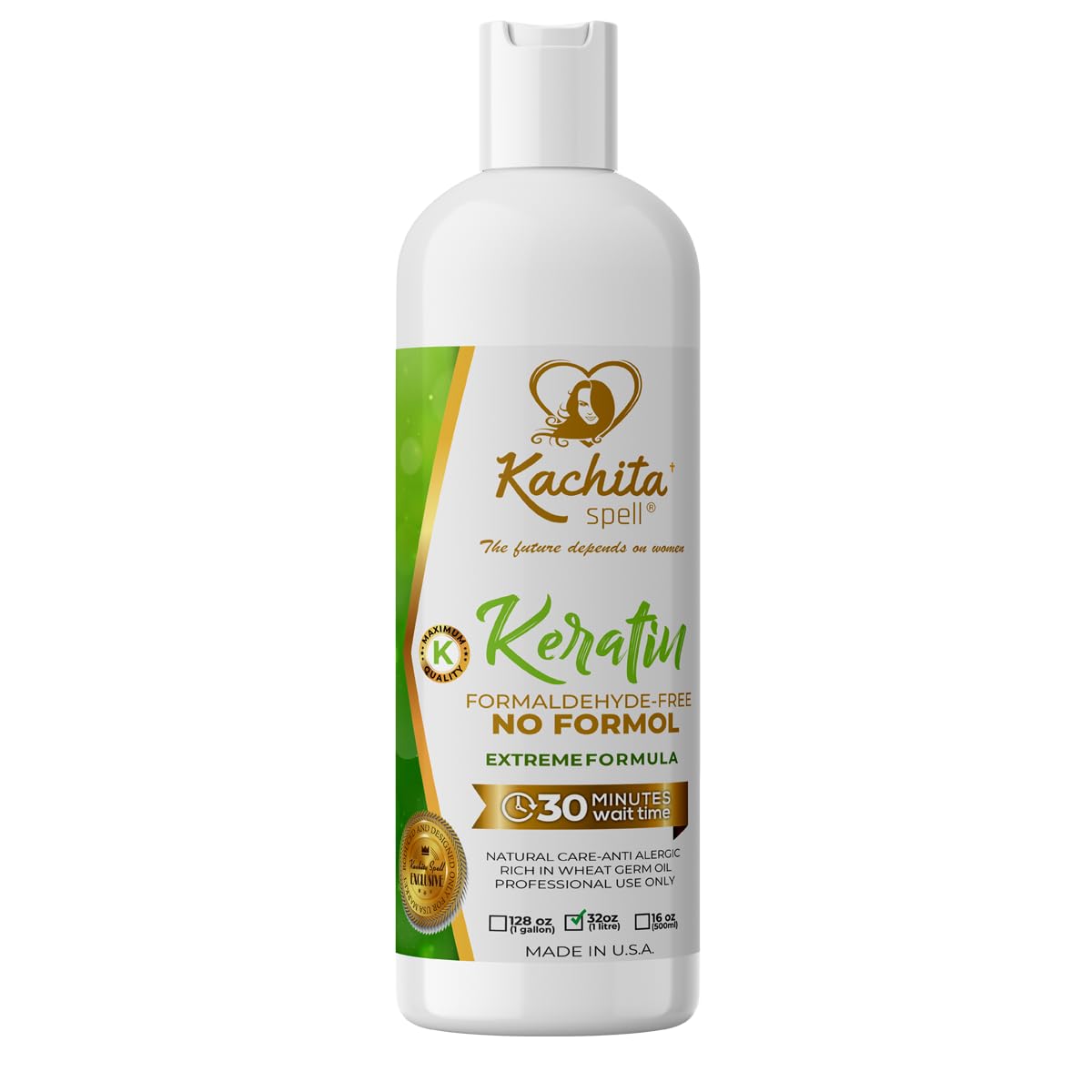 Formaldehyde-Free Brazilian Keratin Hair Straightening Treatment Kit with Clarifying Shampoo | Kachita Spell | Professional Salon-Quality Smoothing for Frizzy, Curly & Damaged Hair | Perfect for Home Use & Salon Treatments