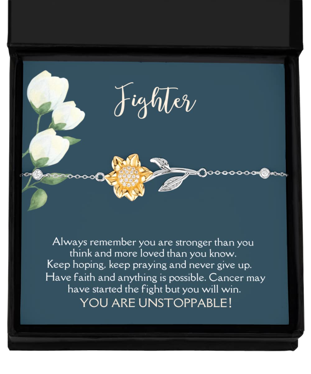 Sunflower Sterling Silver Bracelet - Inspirational Cancer Survivor Gift for Women, Mom, Sister, Daughter | Chemo Patient Recovery Jewelry | Get Well Soon Present for Fighters | Perfect for Hope & Healing During Treatment