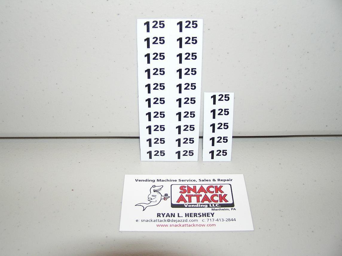 25 Pack Snack Vending Machine Price Labels - $1.25 & $1.20 Stickers for Vending Business | Perfect for Candy, Chips & Drink Vending Machines