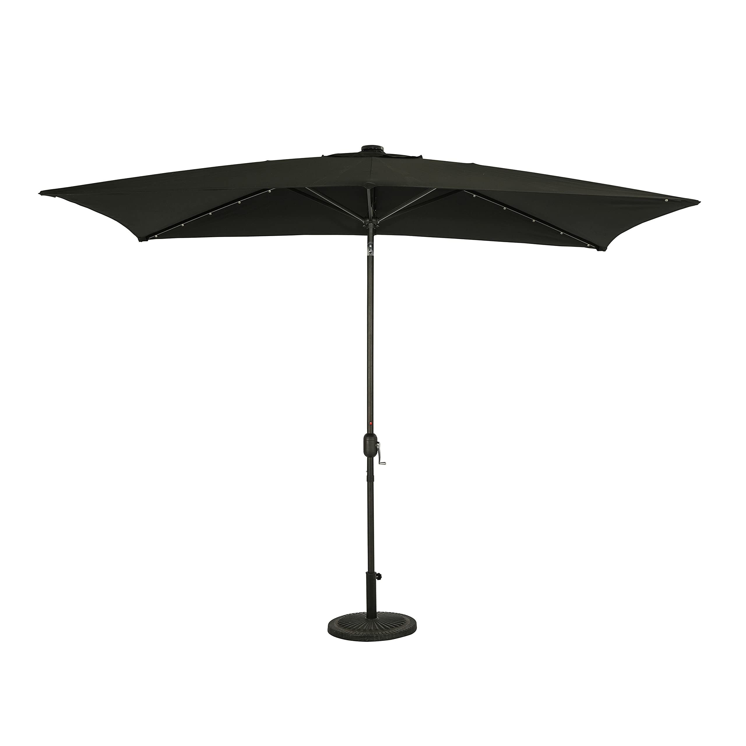 Rectangular Market Umbrella with LED Lights - Outdoor Patio Umbrella for Poolside, Backyard, Beach, and Restaurant Use