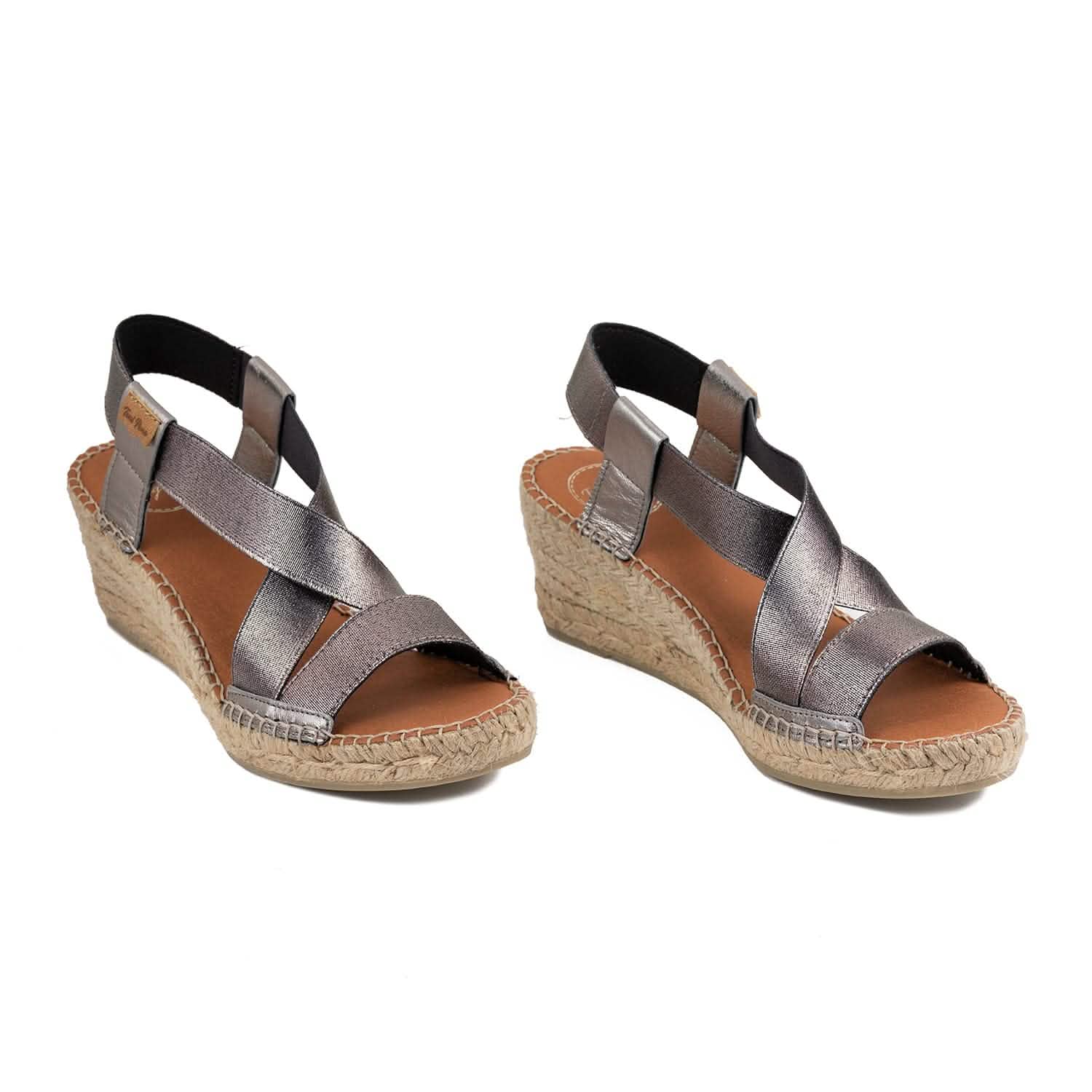 Women's Metallic Cotton Blend Wedge Espadrille Shoes - Comfortable Summer Casual Sandals for Beach, Vacation & Everyday Wear | Tura RC