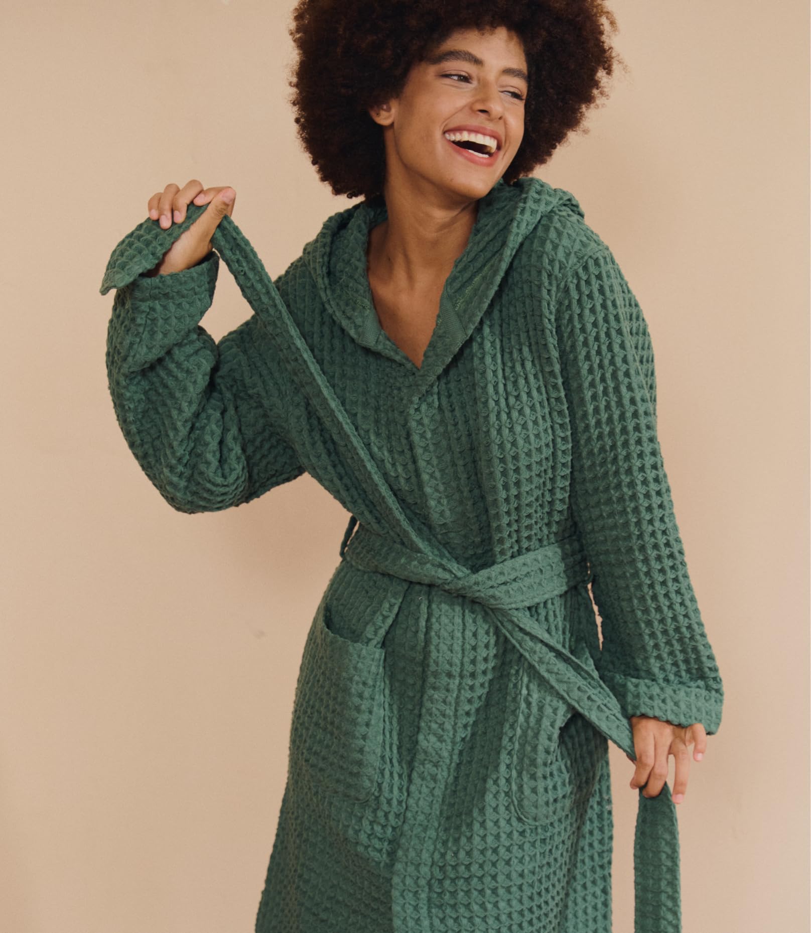 Luxury Hotel & Spa Silk-Infused Japanese Cotton Waffle Unisex Hooded Bathrobe - Soft & Absorbent Robe for Spa, Home Relaxation & Gift Giving