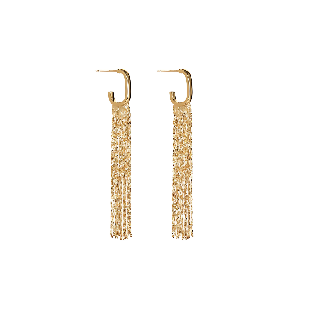 Gold Silver C Hoop Tassel Waterdrop Earrings for Women | Elegant Boho Dangle Earrings for Party, Wedding & Everyday Wear | A8057