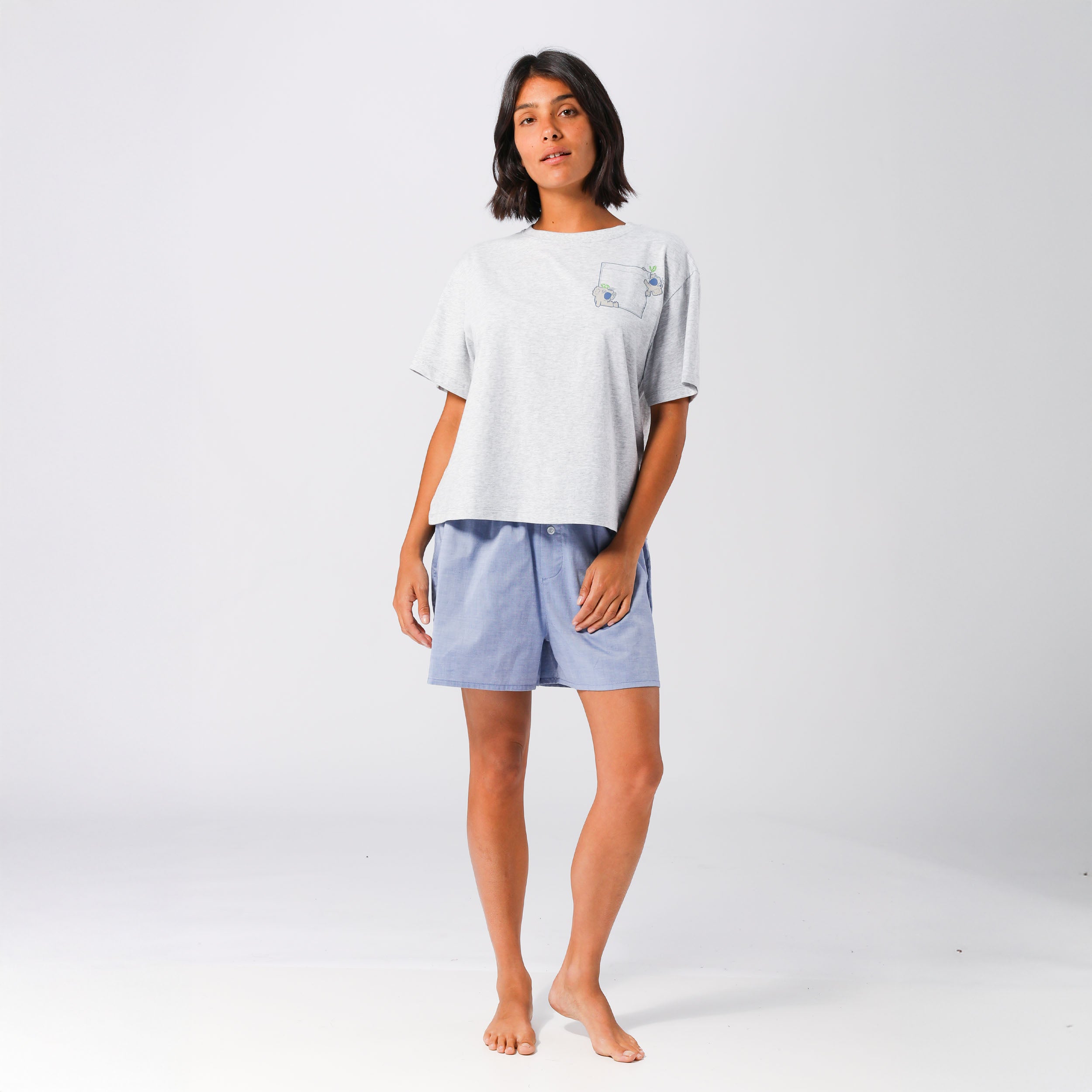 Women's Cotton Short Sleeve T-Shirt - Light Grey Marle | Soft & Breathable Casual Top for Everyday Wear, Gym, Travel & Outings
