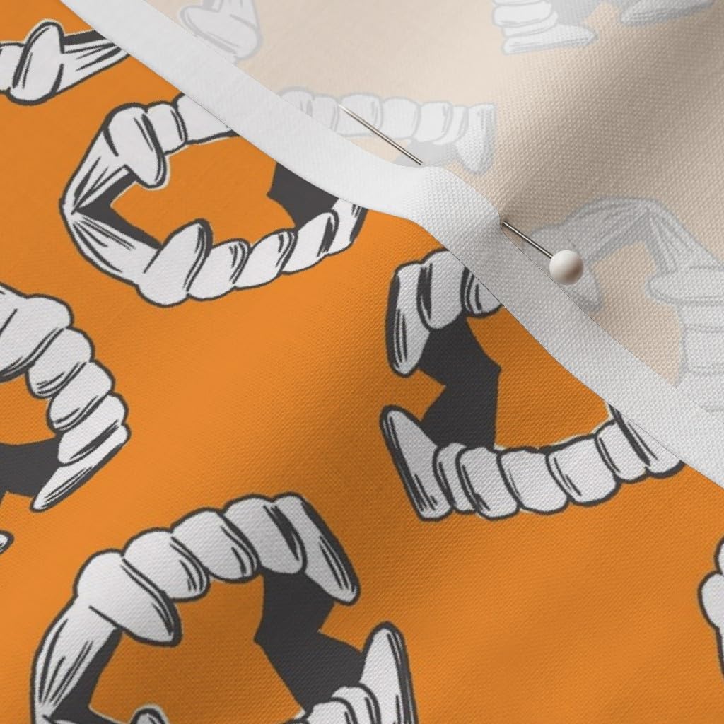 Vampire Teeth Pumpkin Halloween Costume Fabric - Printed Petal Signature Cotton Fat Quarter for Sewing, Quilting, Apparel & Crafts | Perfect for DIY Halloween Decorations, Costume Making & Seasonal Home Decor