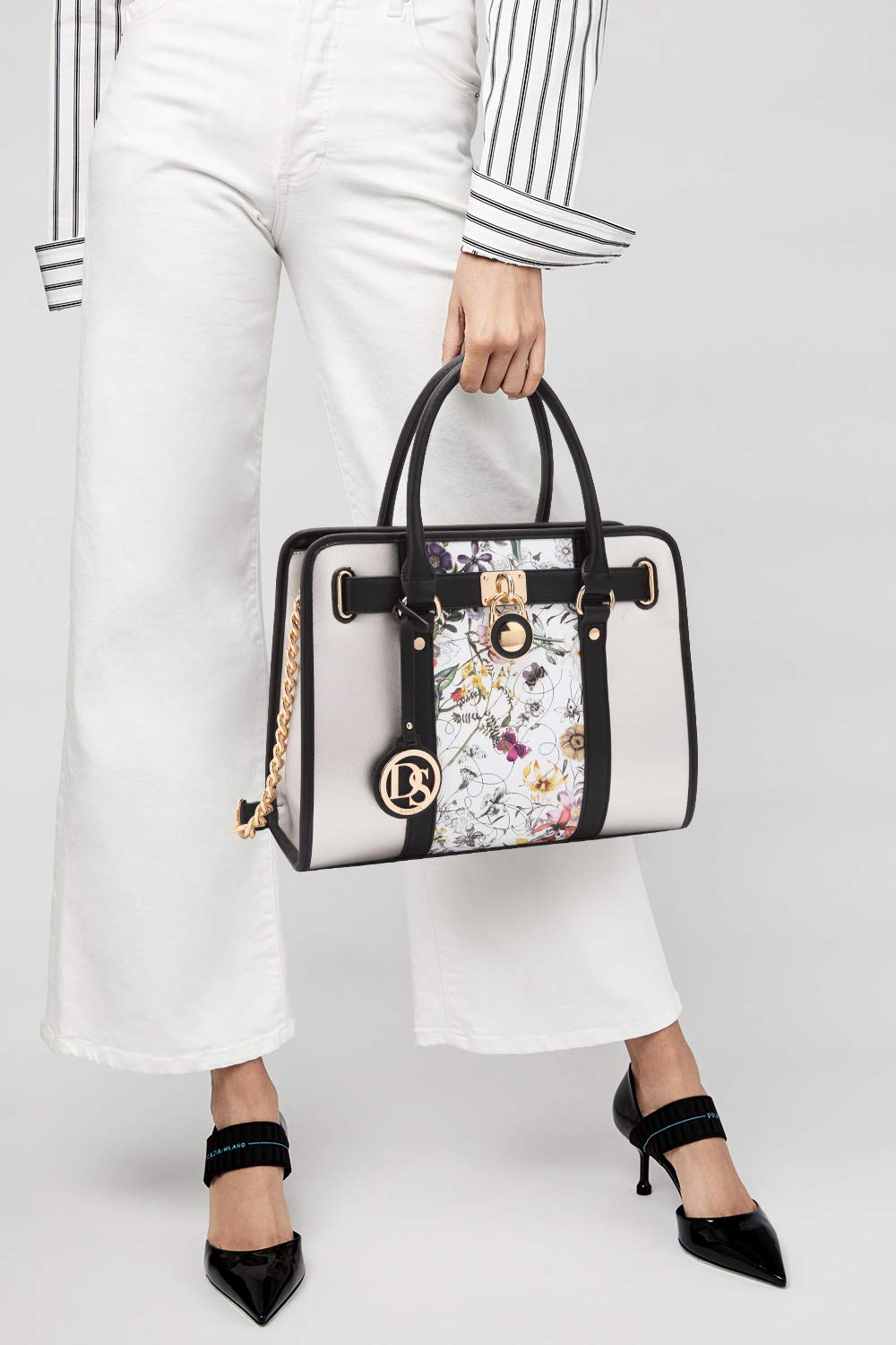 Dasein Vegan Leather Two-Tone Satchel Handbag for Women - Large Shoulder Tote Bag with Matching Wallet - Perfect for Work, Travel & Everyday Use