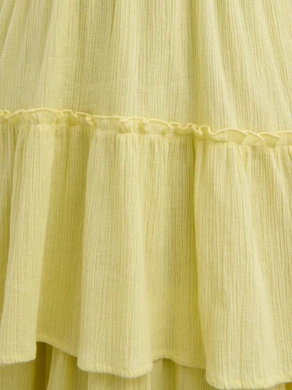 Opal Ruffle Maxi Dress - Women's Flowy Summer Dress in Lemon Yellow | Perfect for Beach Vacations, Weddings & Boho Fashion