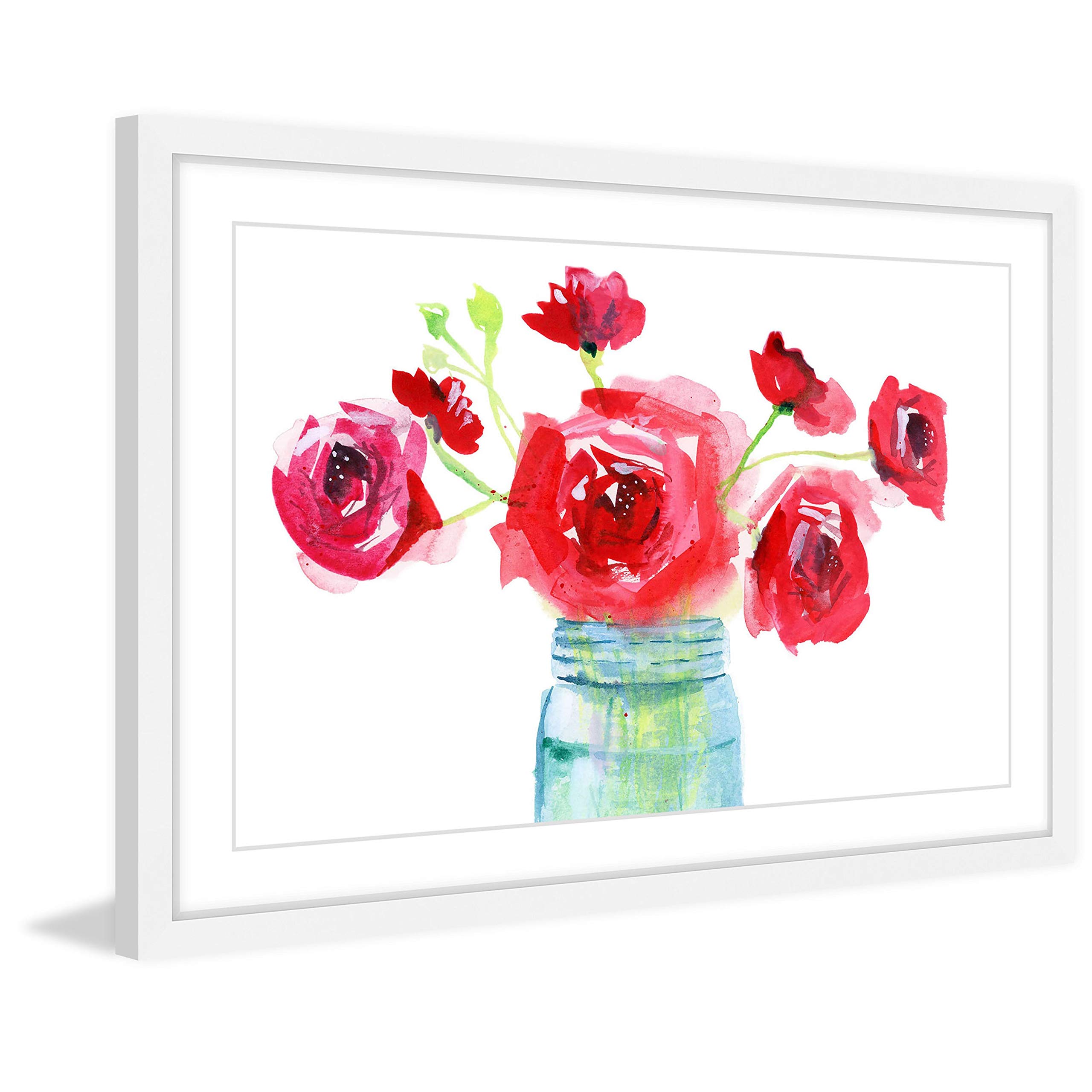 Marmont Hill Handmade Glass Jar Framed Print 36x24 Inches - Vintage Home Decor for Living Room, Bedroom & Office Wall Art