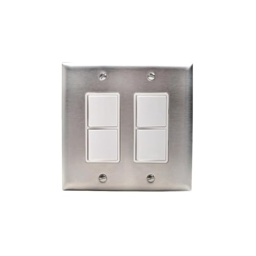 Eurofase 20 Amp Dual Duplex Switch Wall Plate and Gang Box - Silver Finish for Home and Office Electrical Installations