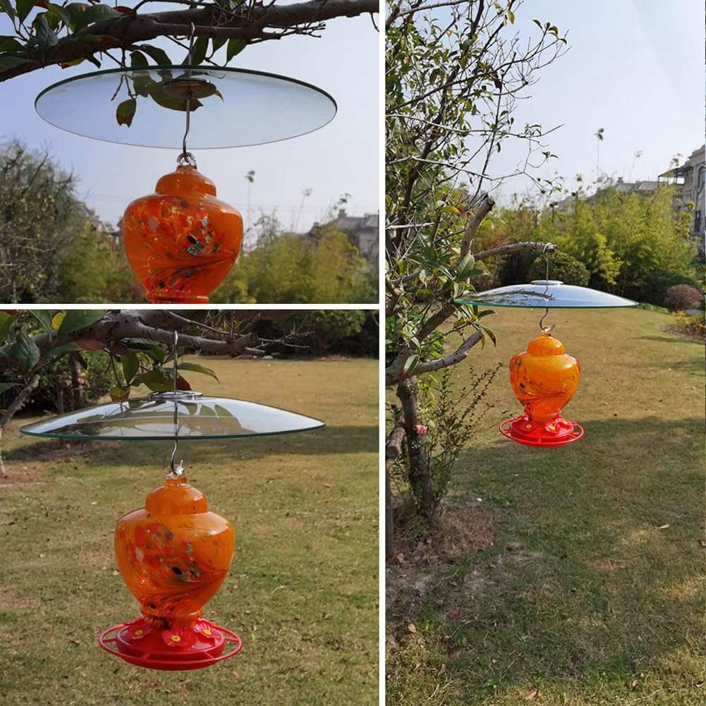 Glimpsen 1PC Clear Glass Squirrel Baffle for Bird Feeders - 13 Inch Large Weatherproof Squirrel Guard for Shepherd Hooks & Posts - Perfect for Backyard Birdwatching & Protecting Bird Food from Pests