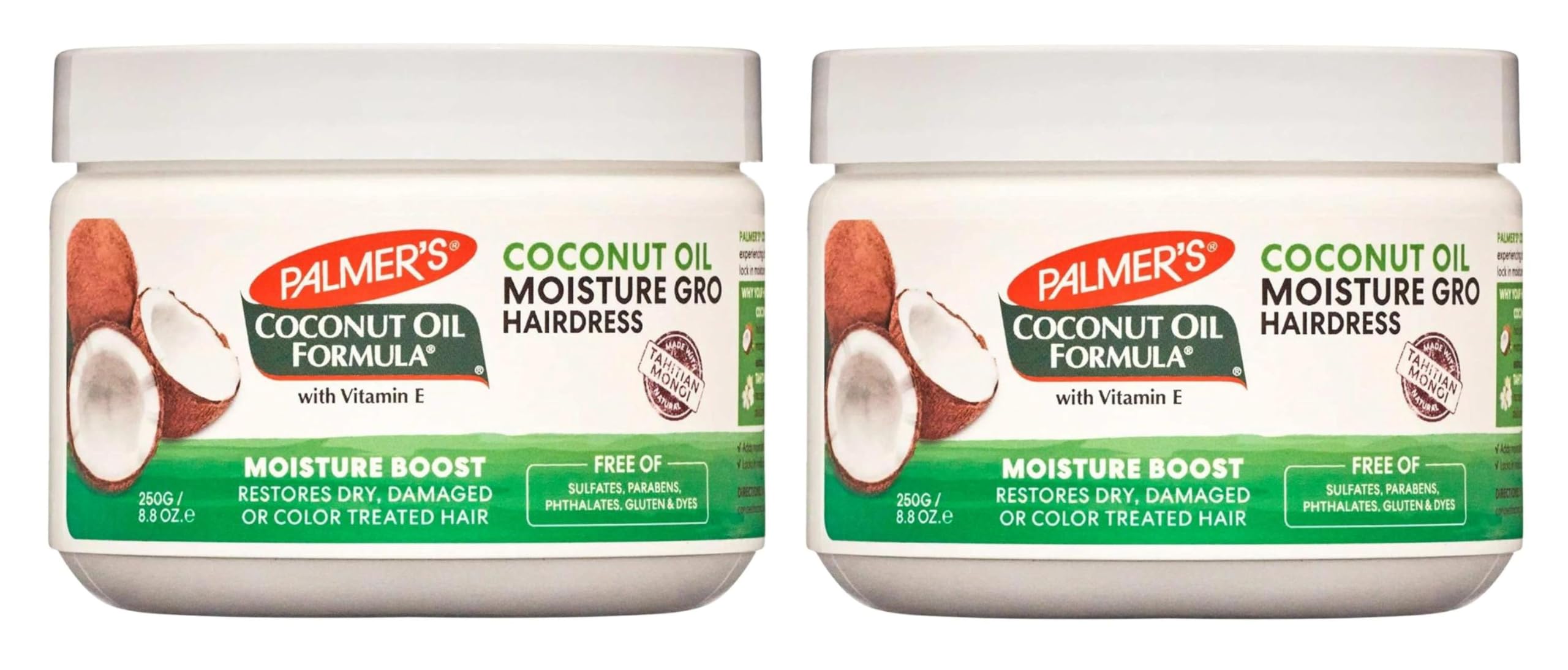 Palmer's Coconut Oil Formula Moisture Gro Hairdress for Dry & Damaged Hair - 8.8 oz (Pack of 2) - Deep Conditioning Treatment for Natural, Curly & Relaxed Hair - Perfect for Daily Hydration & Split Ends Repair