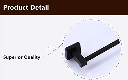 Stainless Steel Wall Mounted Single Towel Bar Rack - 23.5 Inch Bathroom Towel Hanger with Matte Black Finish | Perfect for Modern Bathrooms, Guest Rooms & Spa Decor