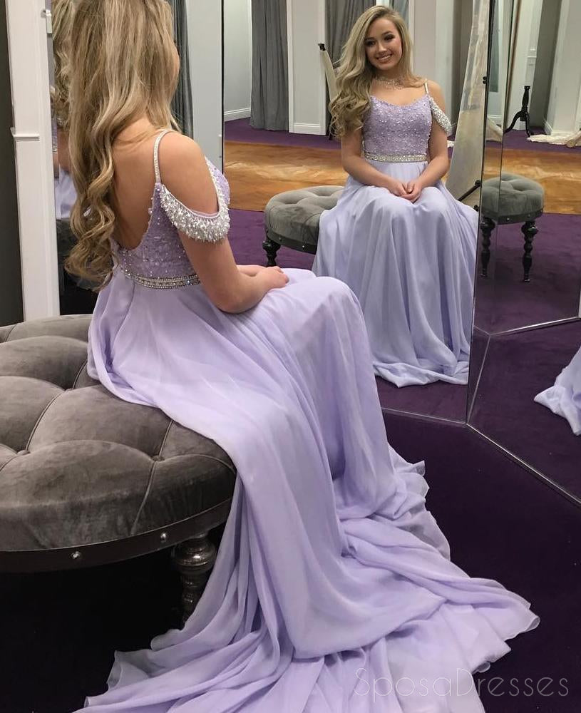 Elegant Lilac Off-Shoulder Chiffon Lace Beaded Long Evening Gown for Prom, Wedding & Formal Events - Style 17521 | Perfect for Homecoming, Bridesmaid Dresses & Special Occasions