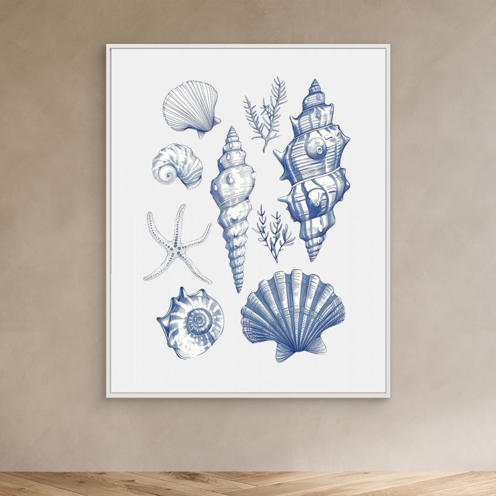 Jolly And Dash Shell Collage Canvas Print - Coastal Beach Wall Art Decor for Living Room, Bedroom & Office