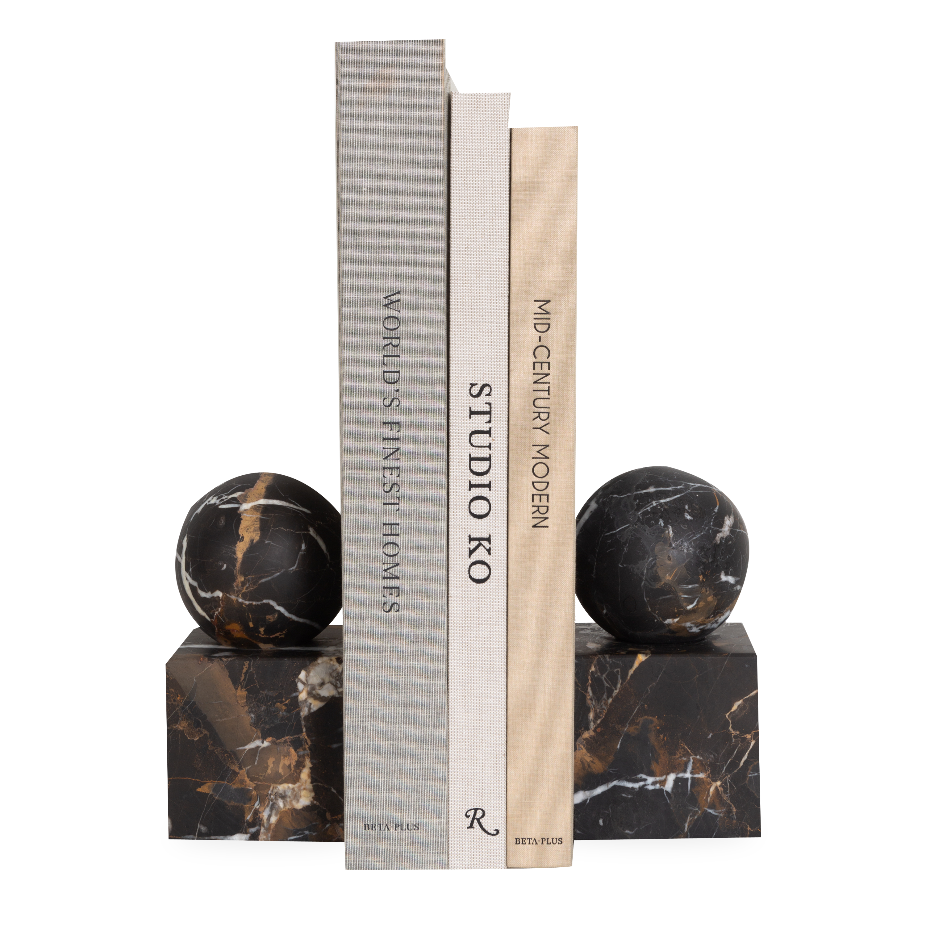 Premium Honed Marble Bookends - Heavy Duty Stone Book Supports for Home & Office Decor - Elegant Bookshelf Organizer for Living Room, Study & Library