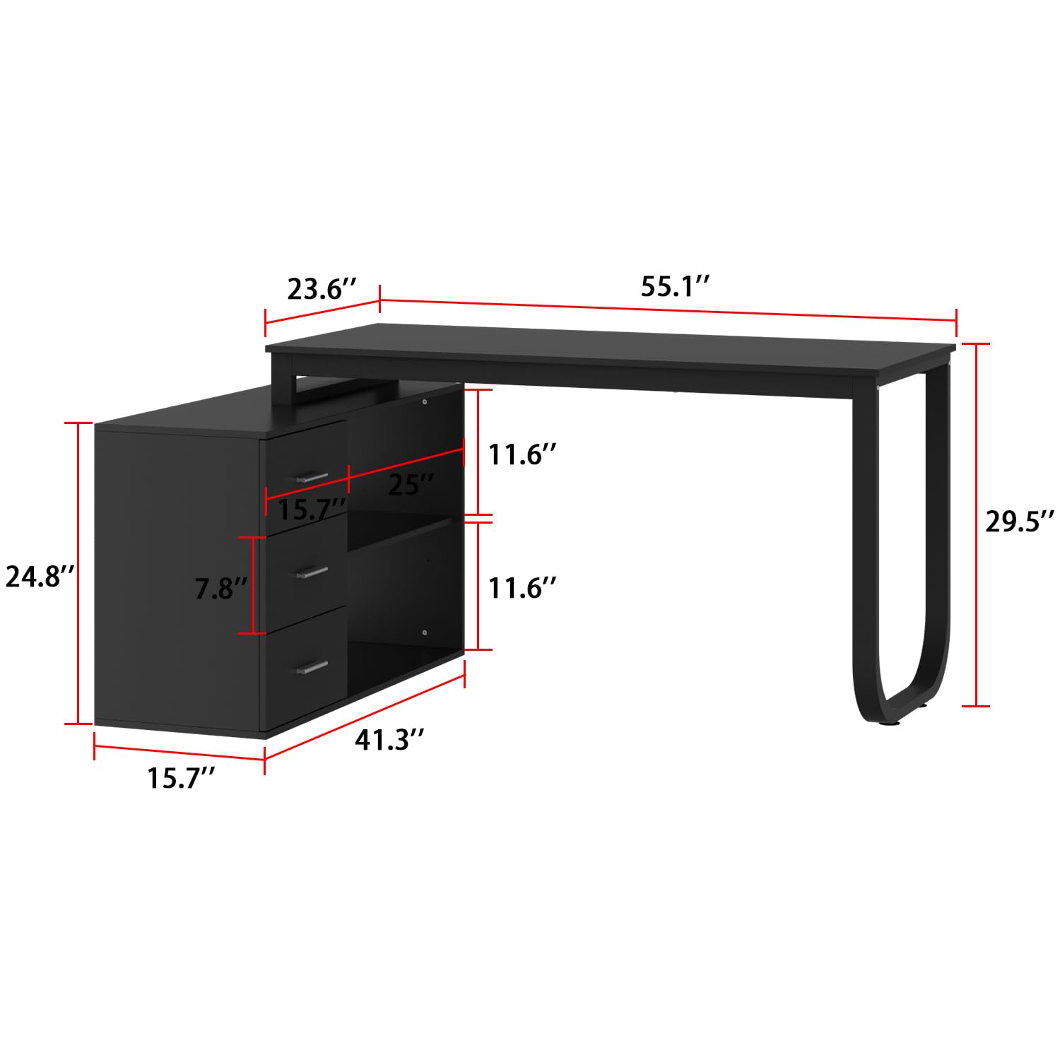 AIEGLE L-Shaped Office Desk with Rotating Storage Cabinet - 55.1