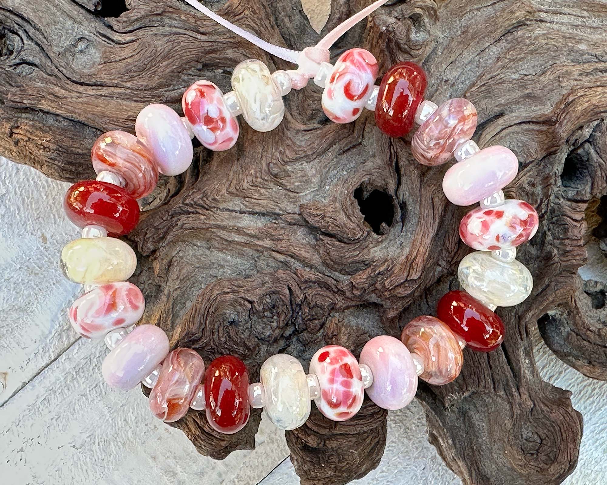 21pcs Valentine's Day Love Pink & Red Lampwork Glass Beads Set for Jewelry Making - DIY Bracelets, Necklaces, Gifts for Her