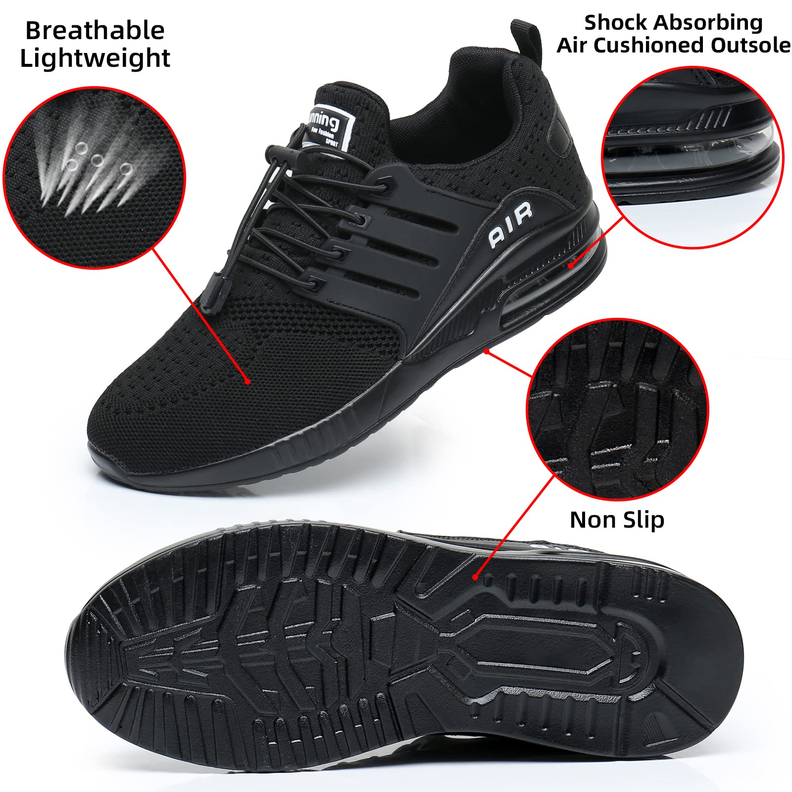 BOGOVER Men's Walking Shoes - Non-Slip Running Tennis Sneakers with Breathable Air Cushion - Lightweight Gym & Jogging Shoes for Men - Perfect for Workouts, Casual Wear & Outdoor Activities