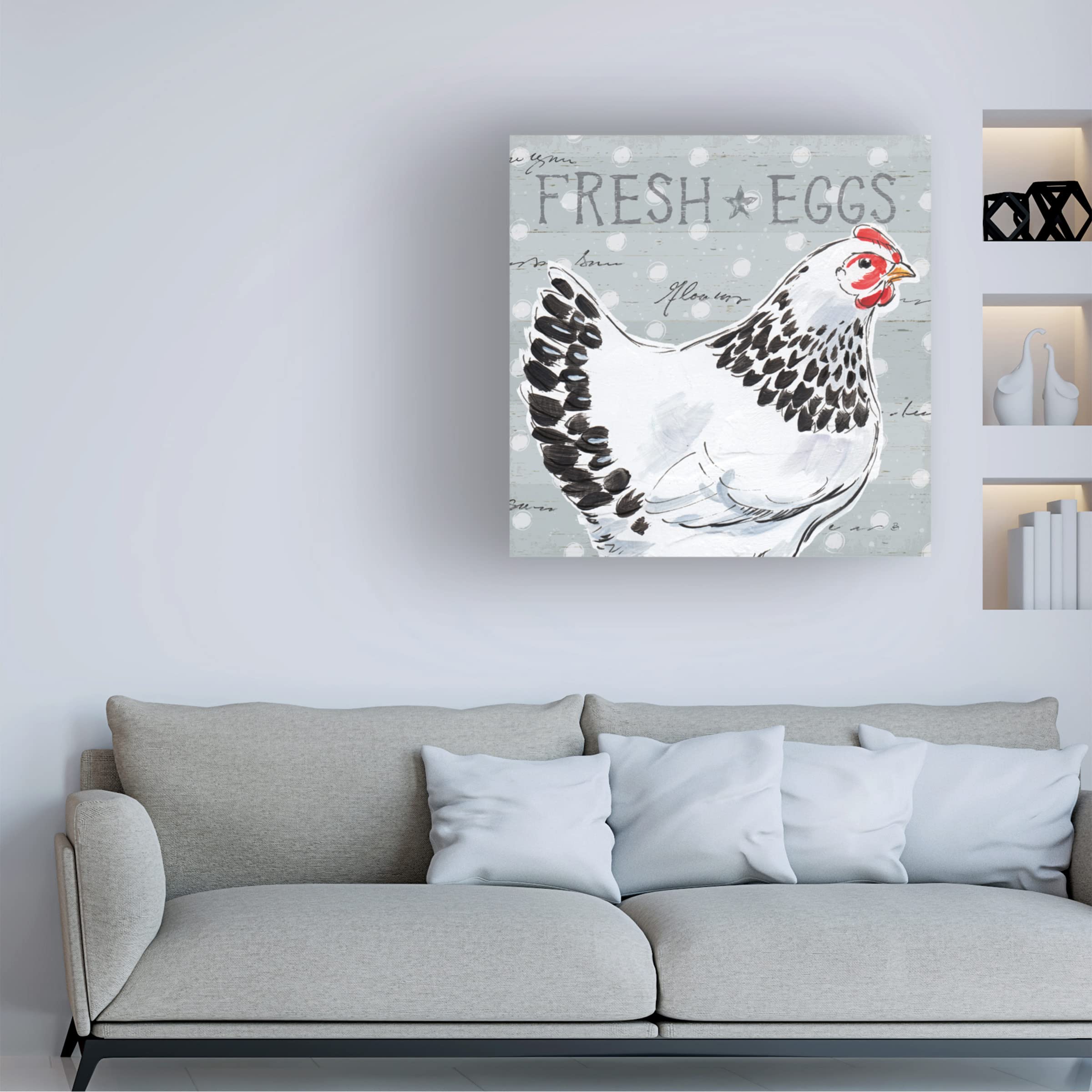 Trademark Fine Art 'Roosters Call II' Canvas Wall Art by Daphne Brissonnet - Rooster Painting for Farmhouse, Kitchen & Country Home Decor