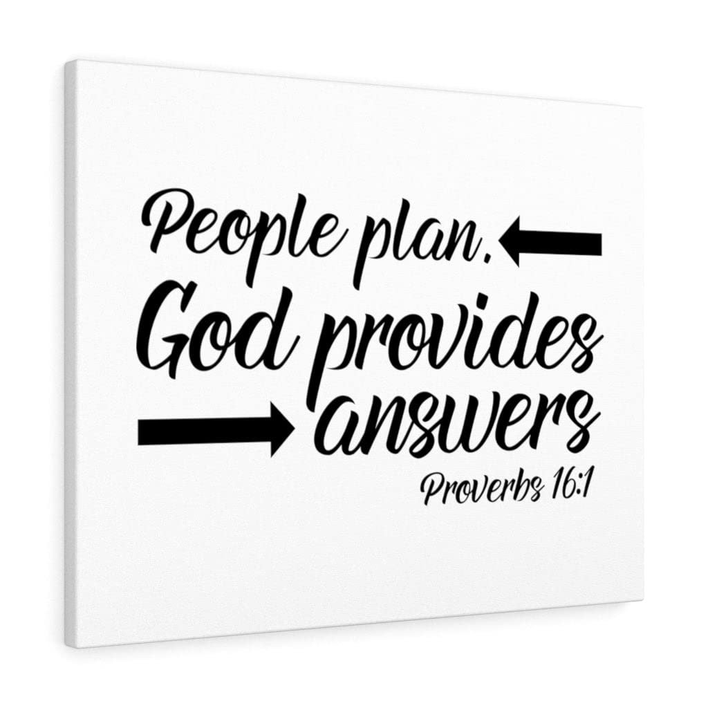 Christian Wall Art - Bible Verse Print Proverbs 16:1 'God Provides' - Ready to Hang Scripture Decor for Home, Office & Church - Inspirational Gift for Weddings, Baptisms & Housewarmings
