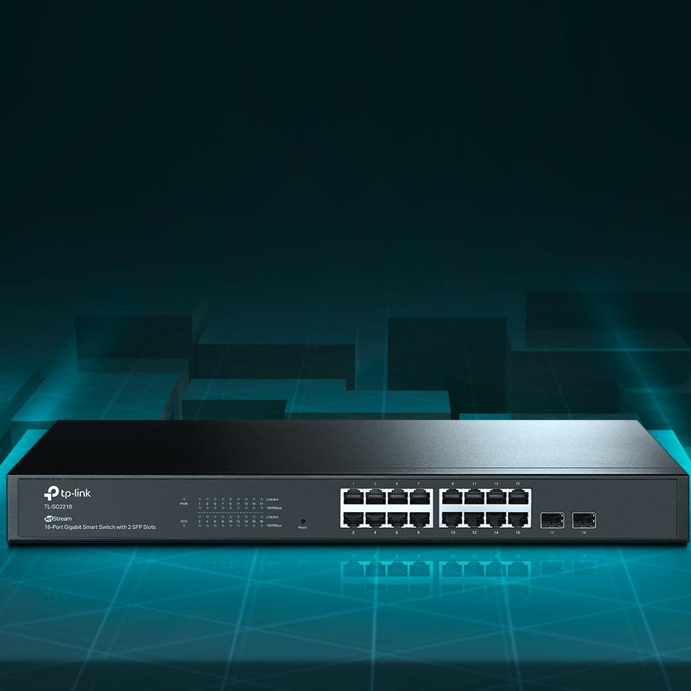 TP-LINK JetStream TL-SG2218 18-Port Gigabit Smart Switch with VLAN Support - Ideal for Home Office & Small Business Networks