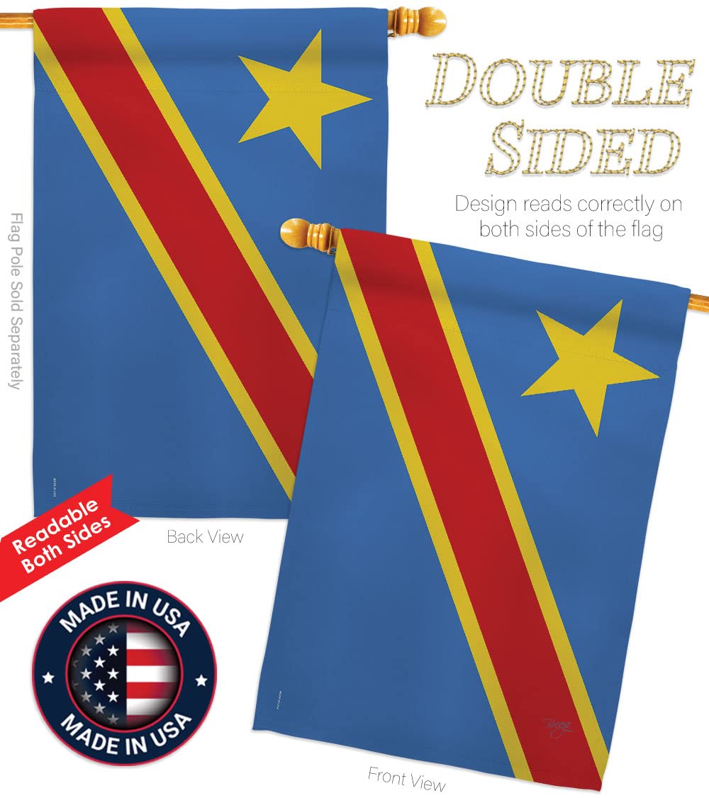 DR Congo National Flag 28x40in with Pole - House & Garden Decor