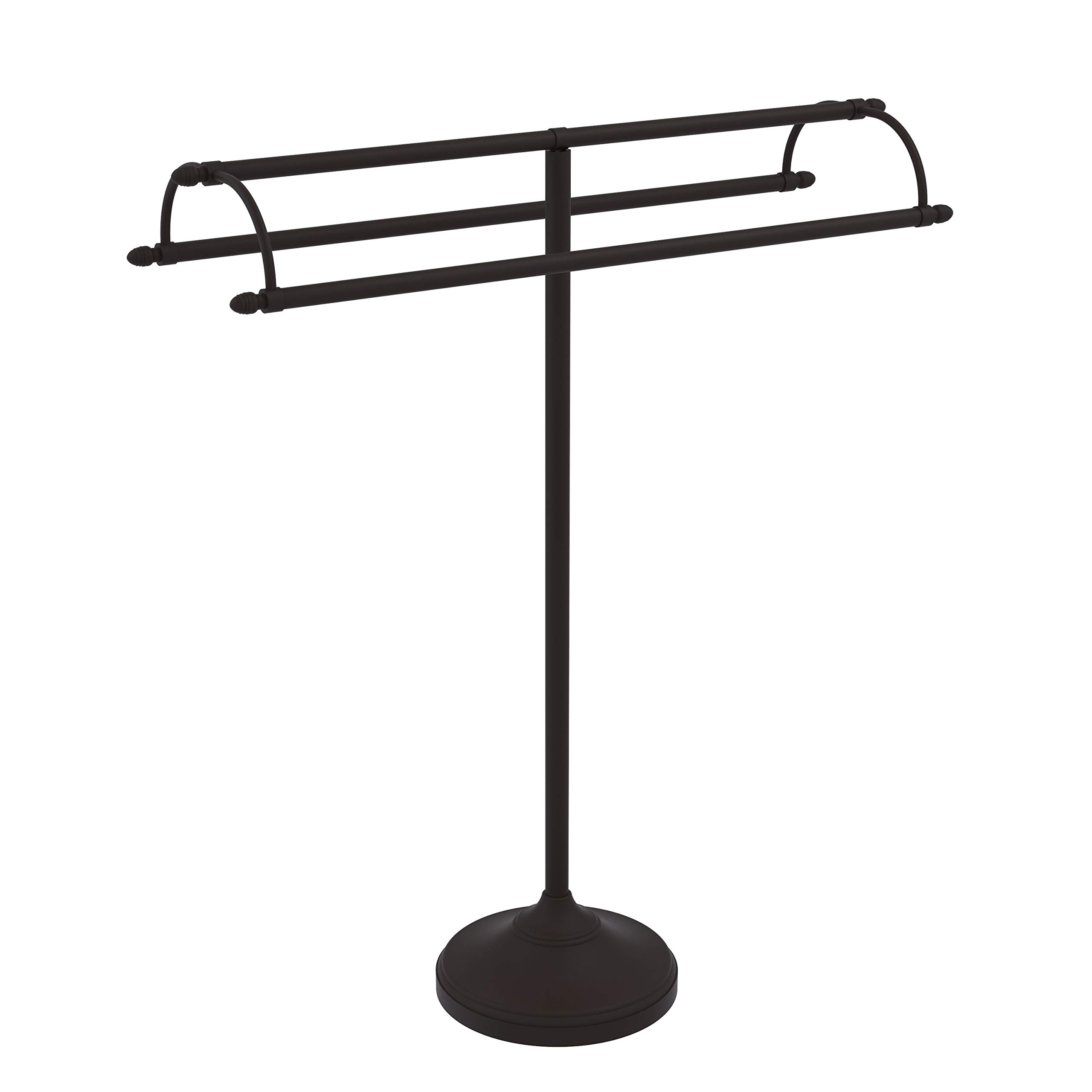 Allied Brass TS-30-ORB Free Standing Double Arm Bathroom Towel Holder Stand - Oil Rubbed Bronze Finish for Bathroom, Spa or Luxury Home Decor