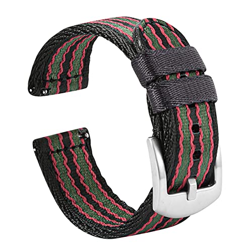 Striped Black Red Green & Silver Buckle
