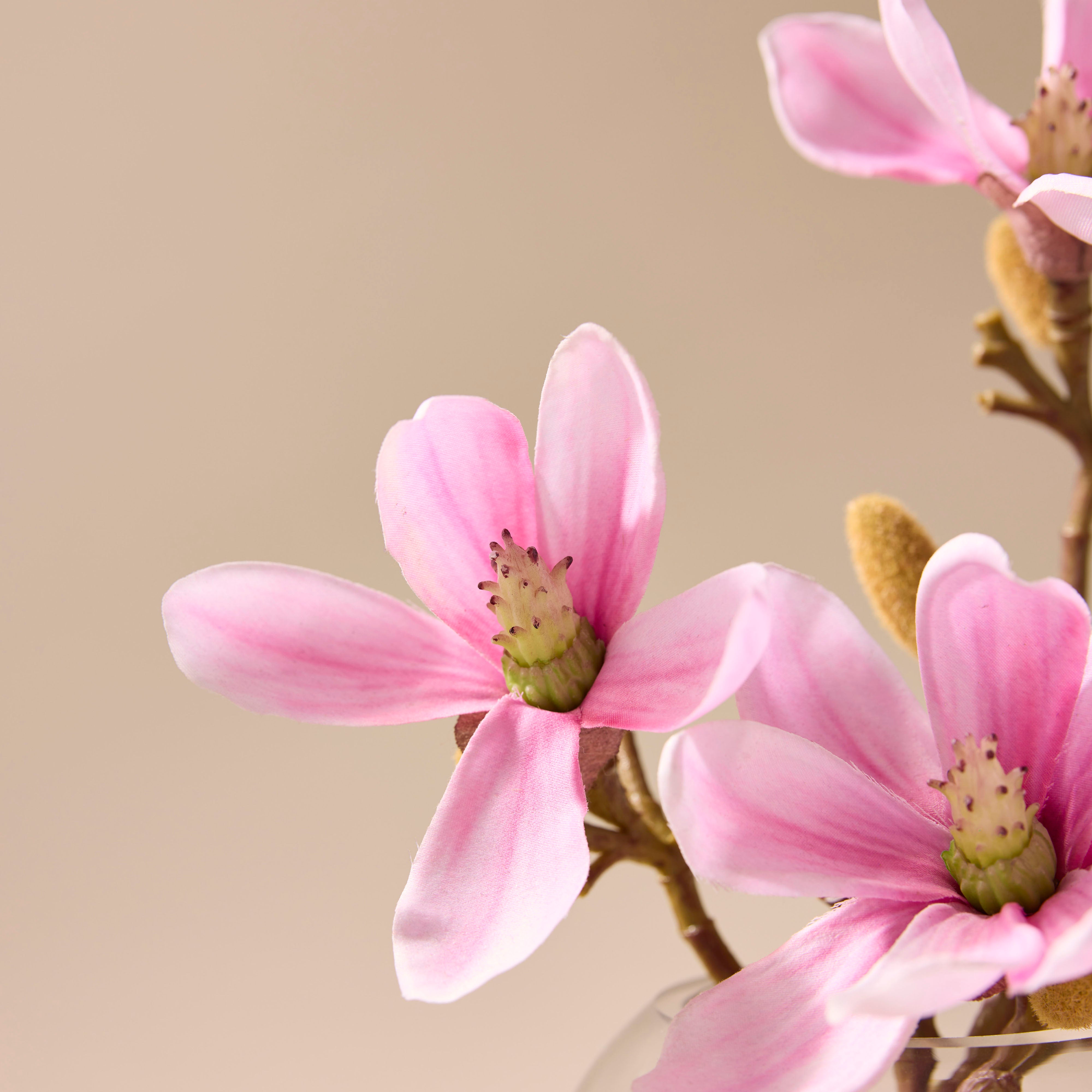 Pink Faux Mini Magnolia Sphere Vase - 16cm Floral Centerpiece for Wedding, Home Decor & Tabletop Arrangements