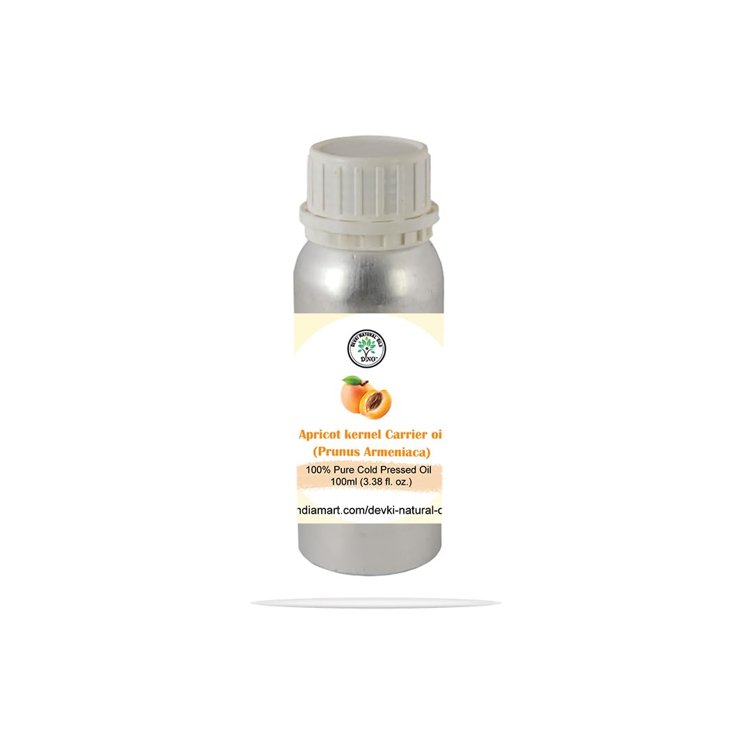 Pure & Undiluted DVNO Apricot Carrier Oil for Skin Balancing, Massage, Nourishment & Moisturization - Reduces Fine Lines & Wrinkles (100ml) - Perfect for Aromatherapy, DIY Skincare & Hair Care