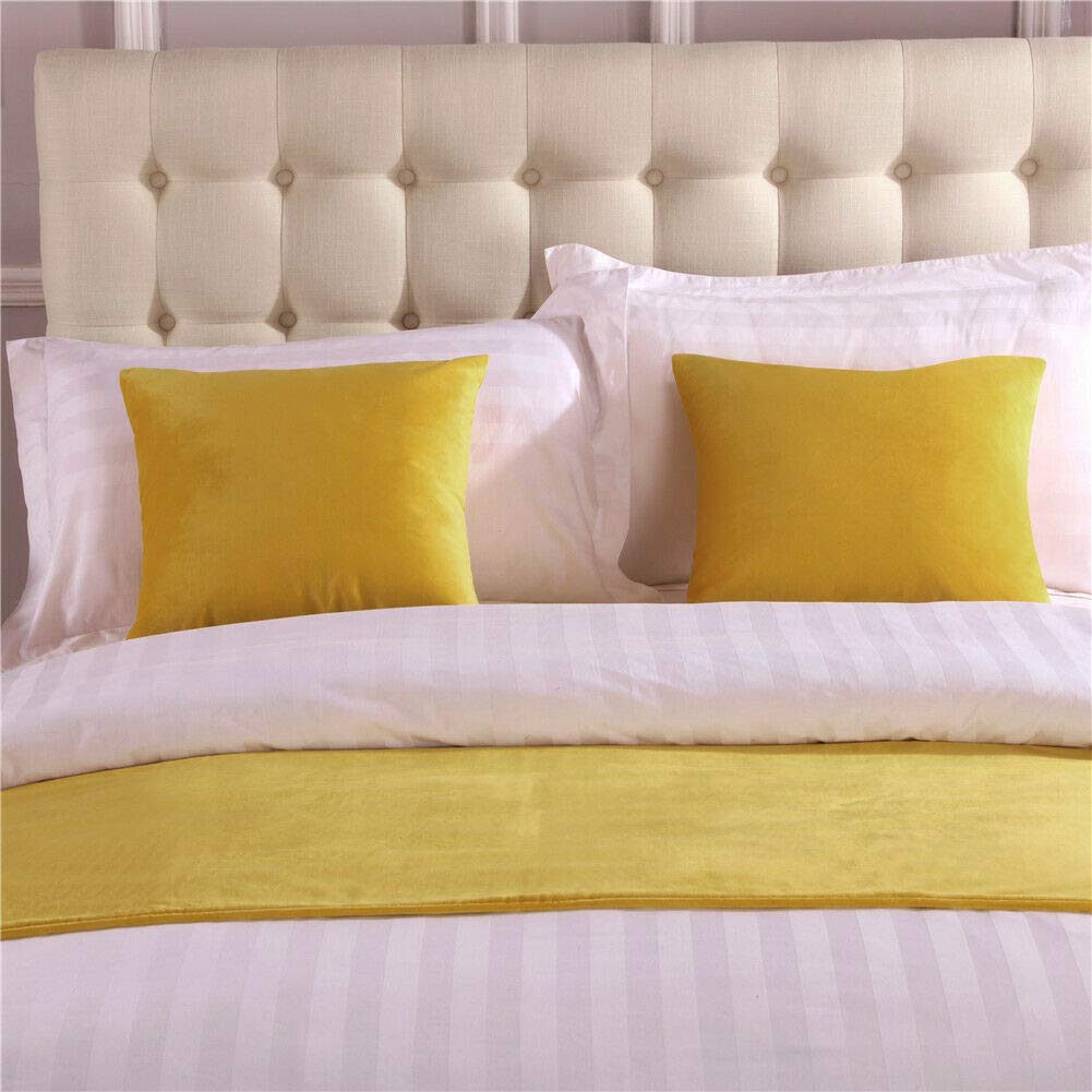 ZUUNA Velvet Solid Bed Runner Scarf - Luxury Bed Protector Slipcover for Twin, Queen & King Beds - Perfect for Bedroom Decor, Hotel Styling & Wedding Room Setup