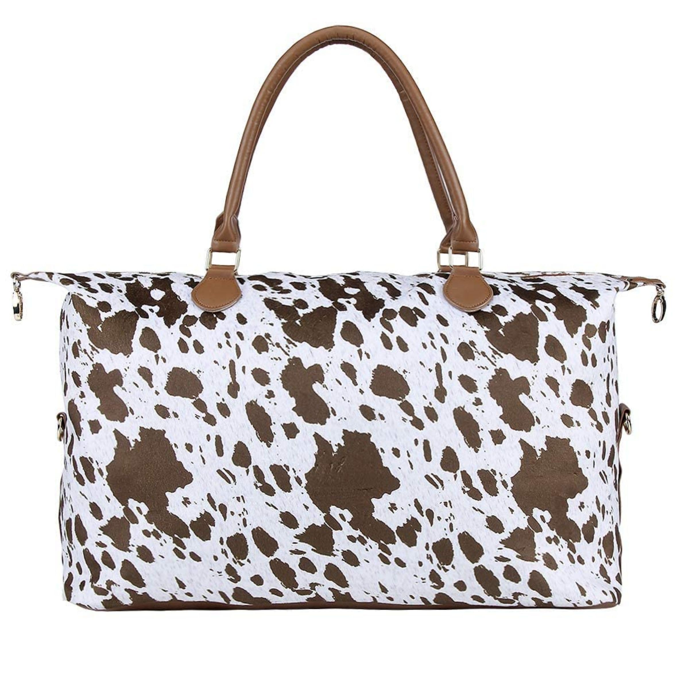 Stylish Women's Weekender Duffle Bag - Large Travel Tote with Adjustable Shoulder Strap - Perfect for Overnight Trips, Gym, Work & Weekend Getaways - Cow Leopard Aztec Print Fashionable Carry-On