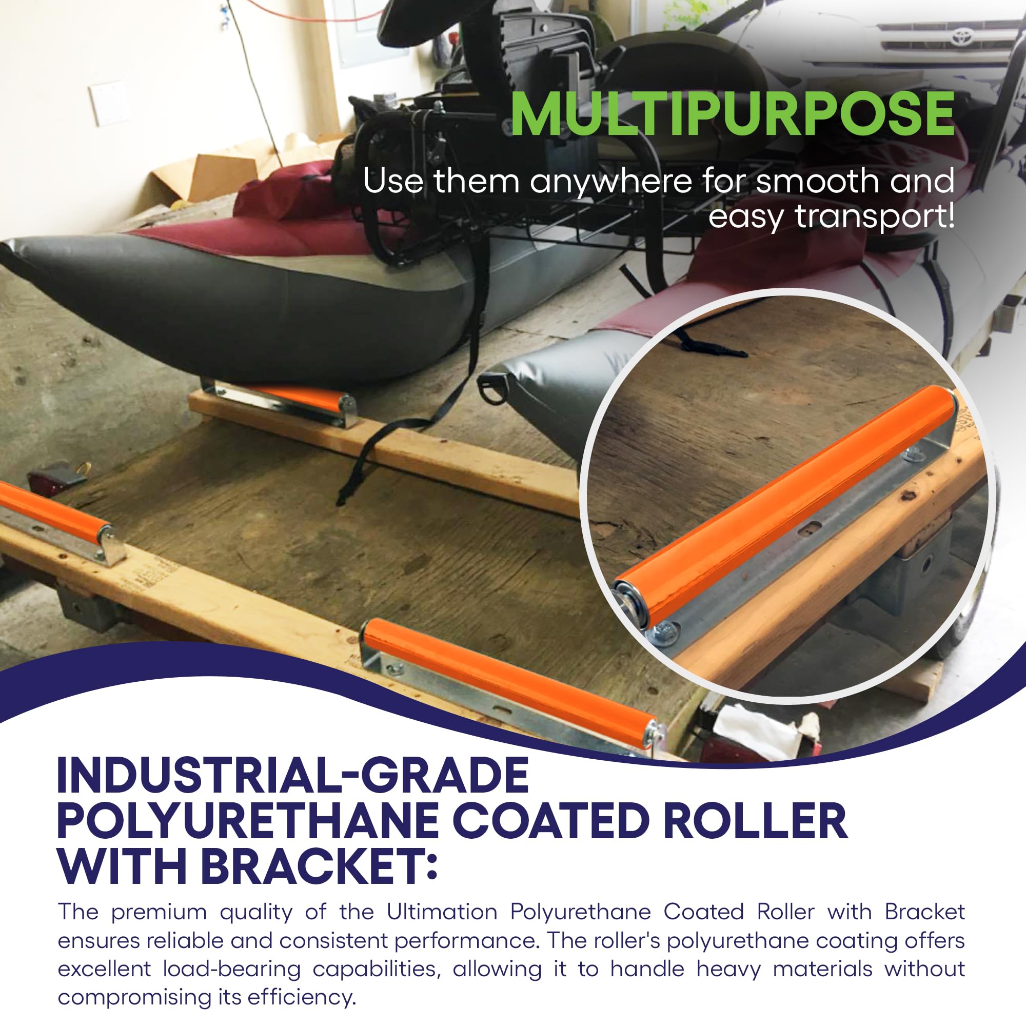 Ultimation 2 Pack Polyurethane Coated Conveyor Rollers with Bracket - 1.5