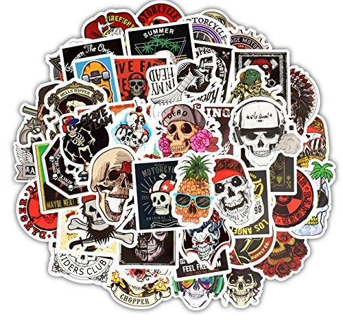 100 Pcs Cool Skull Vinyl Stickers - Waterproof Decals for Water Bottles, Laptops, Cars, Skateboards & Bikes - Fun Graffiti Patches for Teens - Perfect for DIY, School, Travel & Room Decor (Skull Design)