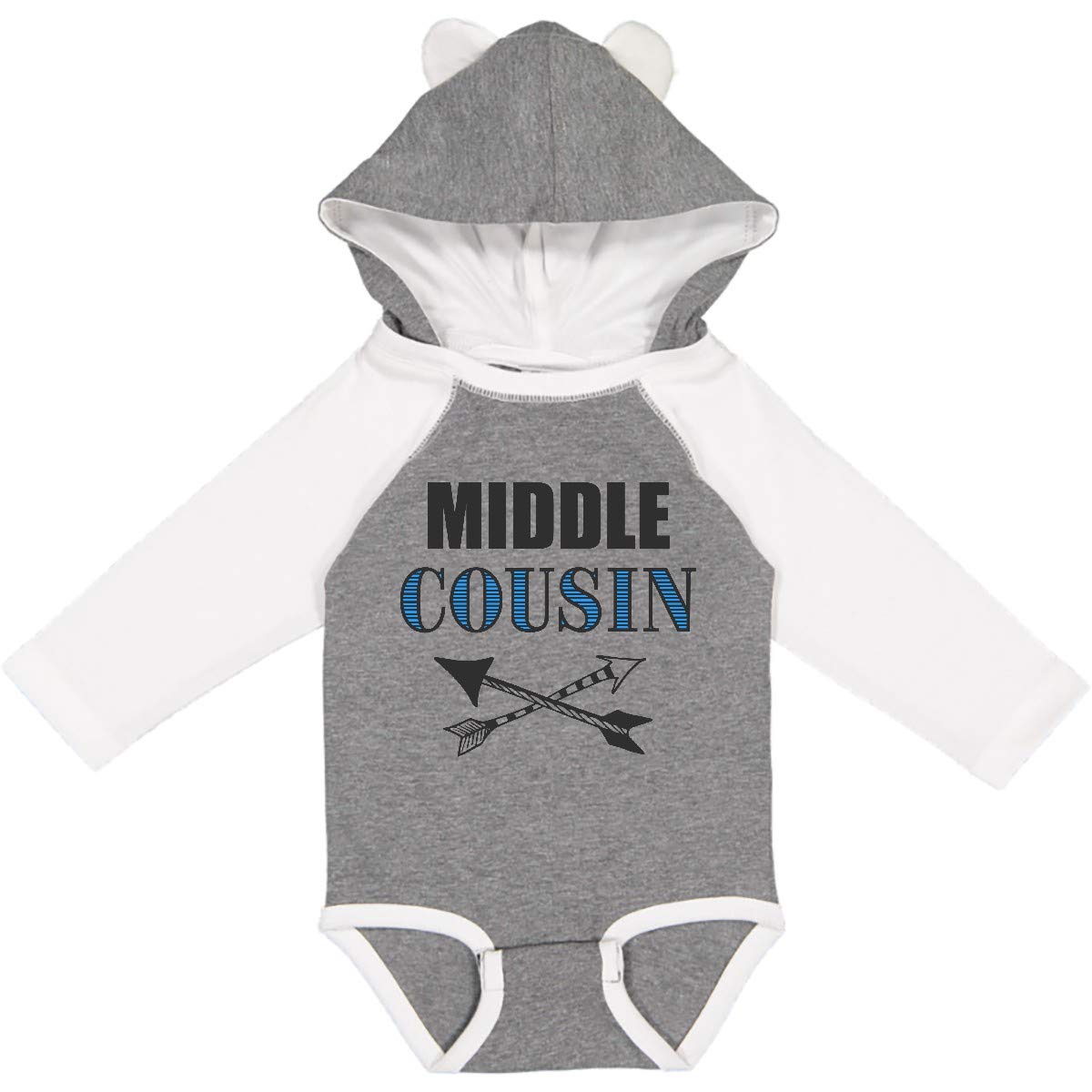Inktastic Middle Cousin with Arrows Long Sleeve Baby Bodysuit - Soft Cotton Creeper for Newborns & Infants - Perfect for Family Photos, Holidays & Casual Outings