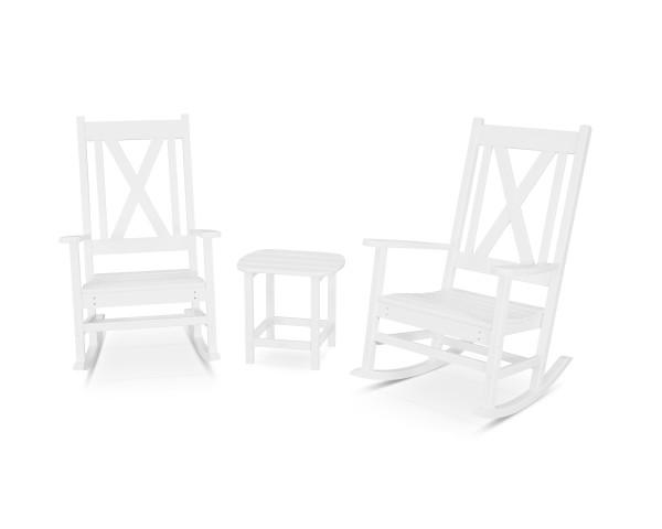 Polywood Braxton 3-Piece Outdoor Rocking Chair Set - Durable All-Weather Adirondack Rockers for Patio, Porch, Garden & Poolside Relaxation