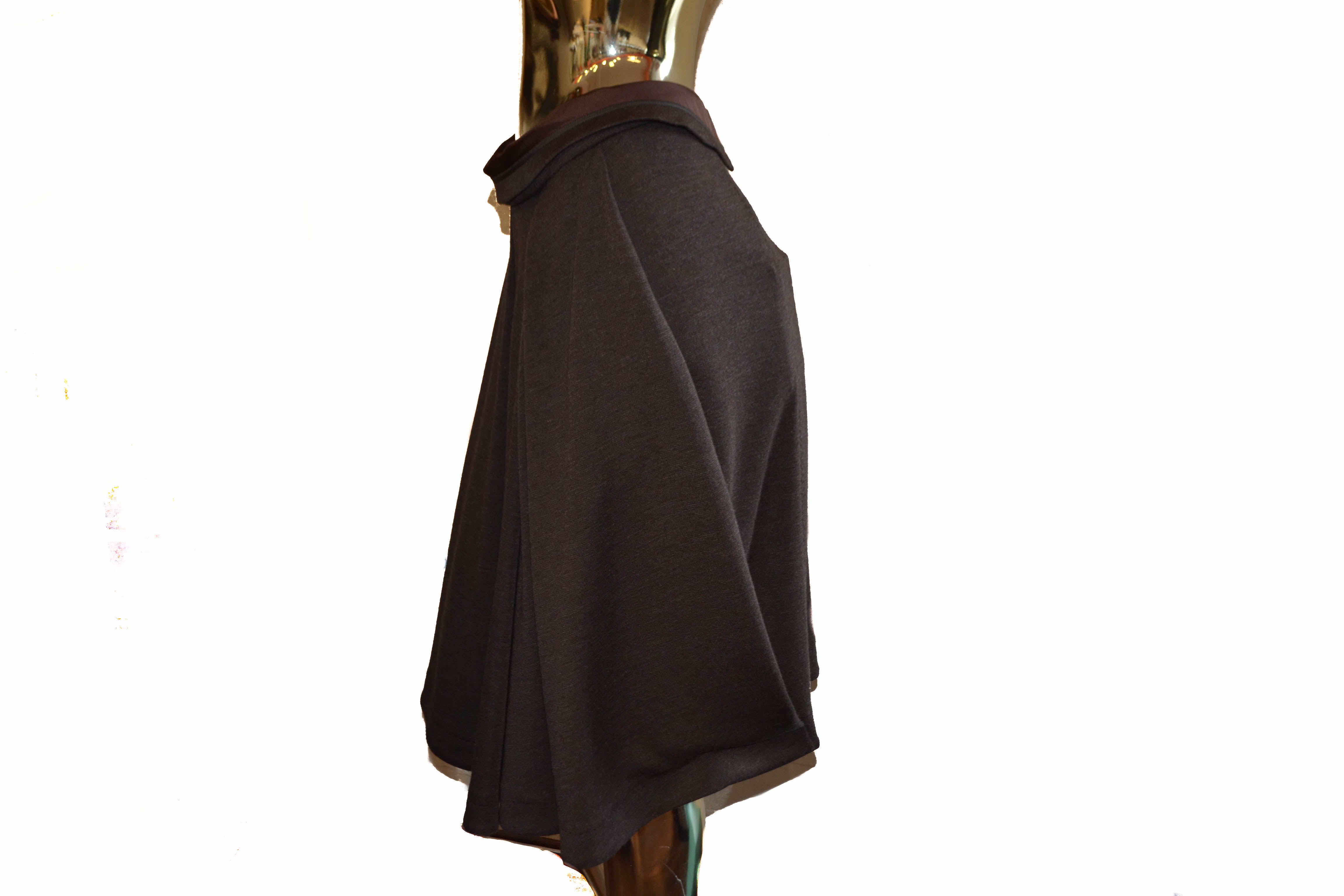 Authentic Louis Vuitton Dark Brown Pleated Wool Midi Skirt Size 36 | Women's Luxury Winter Fashion for Skiing & Holiday Parties