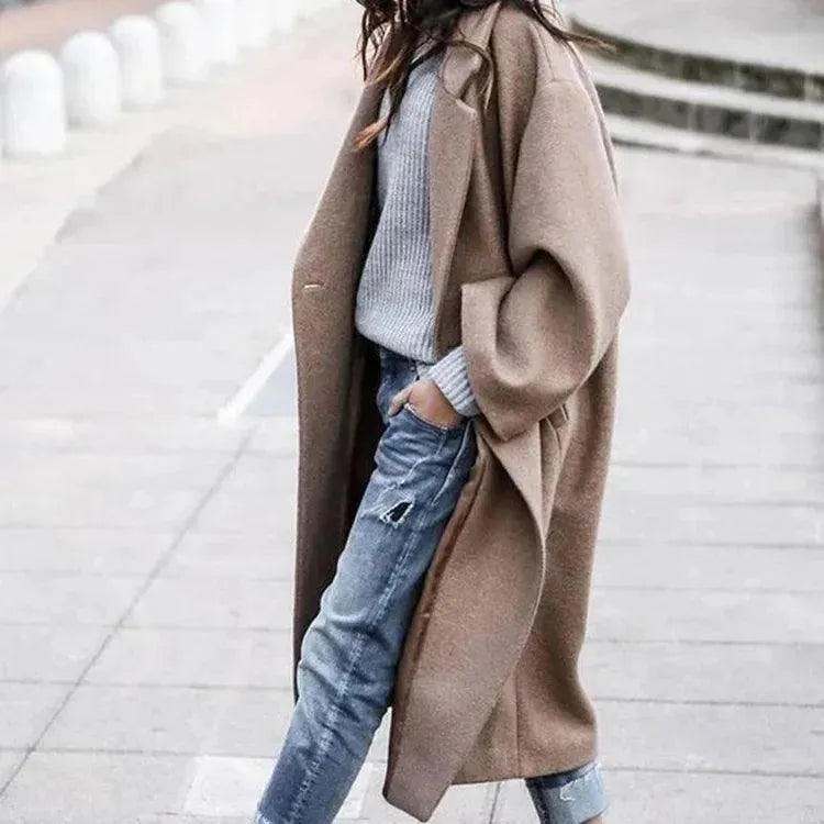 Women's Warm Wool Overcoat - Winter Thermal Coat for Cold Weather - Perfect for Outdoor Activities & Daily Commute