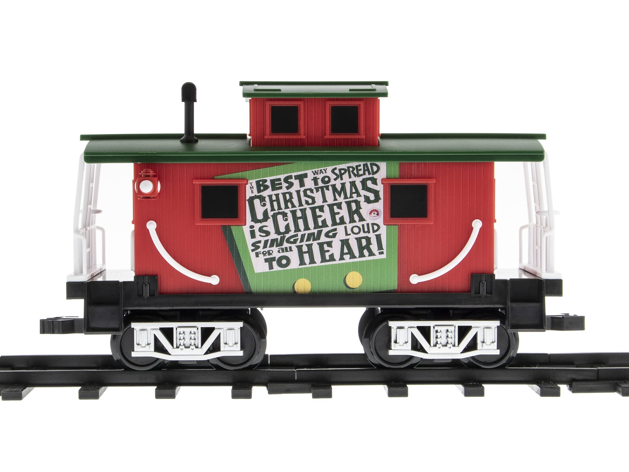 Lionel Battery-Powered Elf Toy Train Set with Locomotive, 4 Train Cars, 8-Piece Track & Remote Control - Realistic Train Sounds & LED Lights for Kids Ages 4+ | Perfect for Christmas Decorations, Birthday Gifts & Holiday Playtime